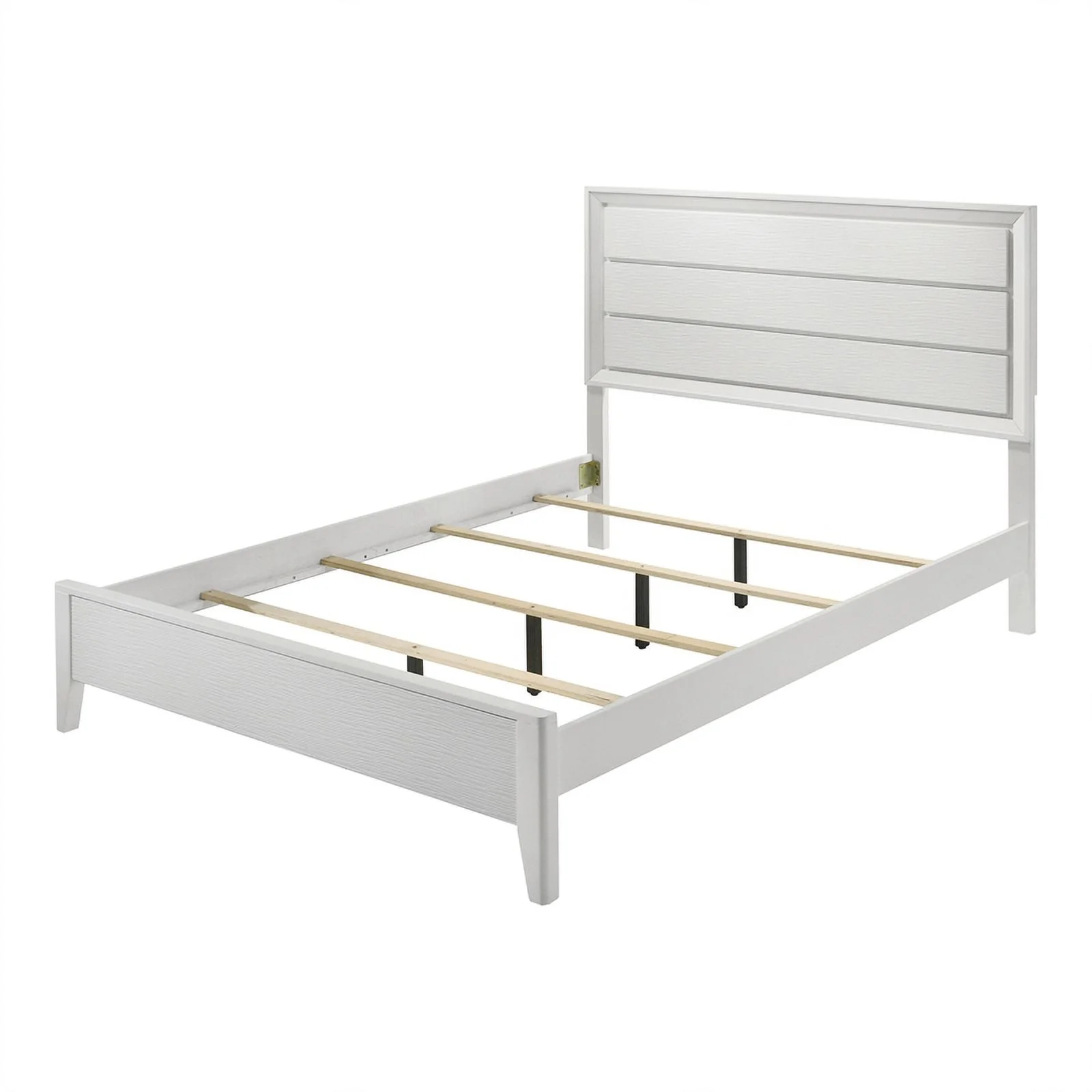 FOA Vrone 5pc Wood White Bedroom Set - Queen + 2 Nightstands + Dresser + Mirror