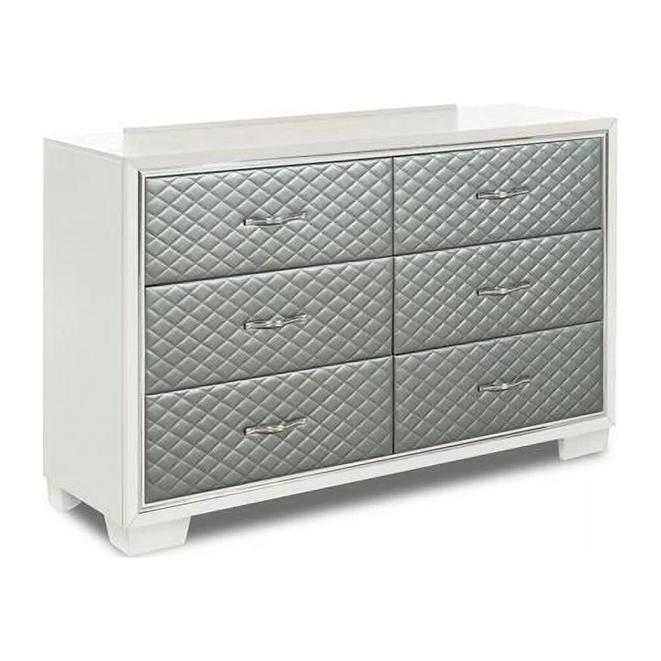65 in. Sal Dresser with 6 Drawers, Gray & Off White