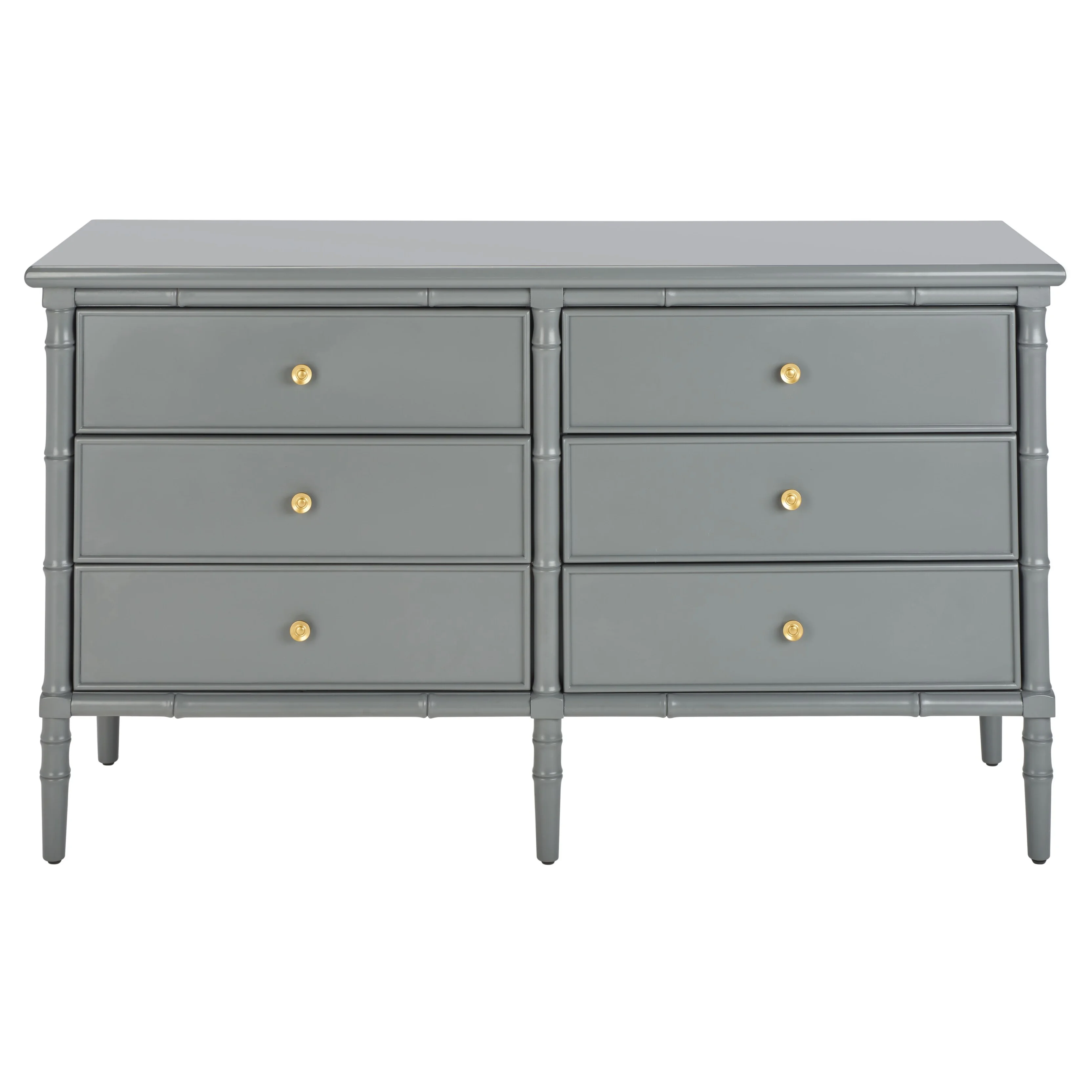 Safavieh Couture Home Collection Mina 6-Drawer Dresser, Grey/Gold