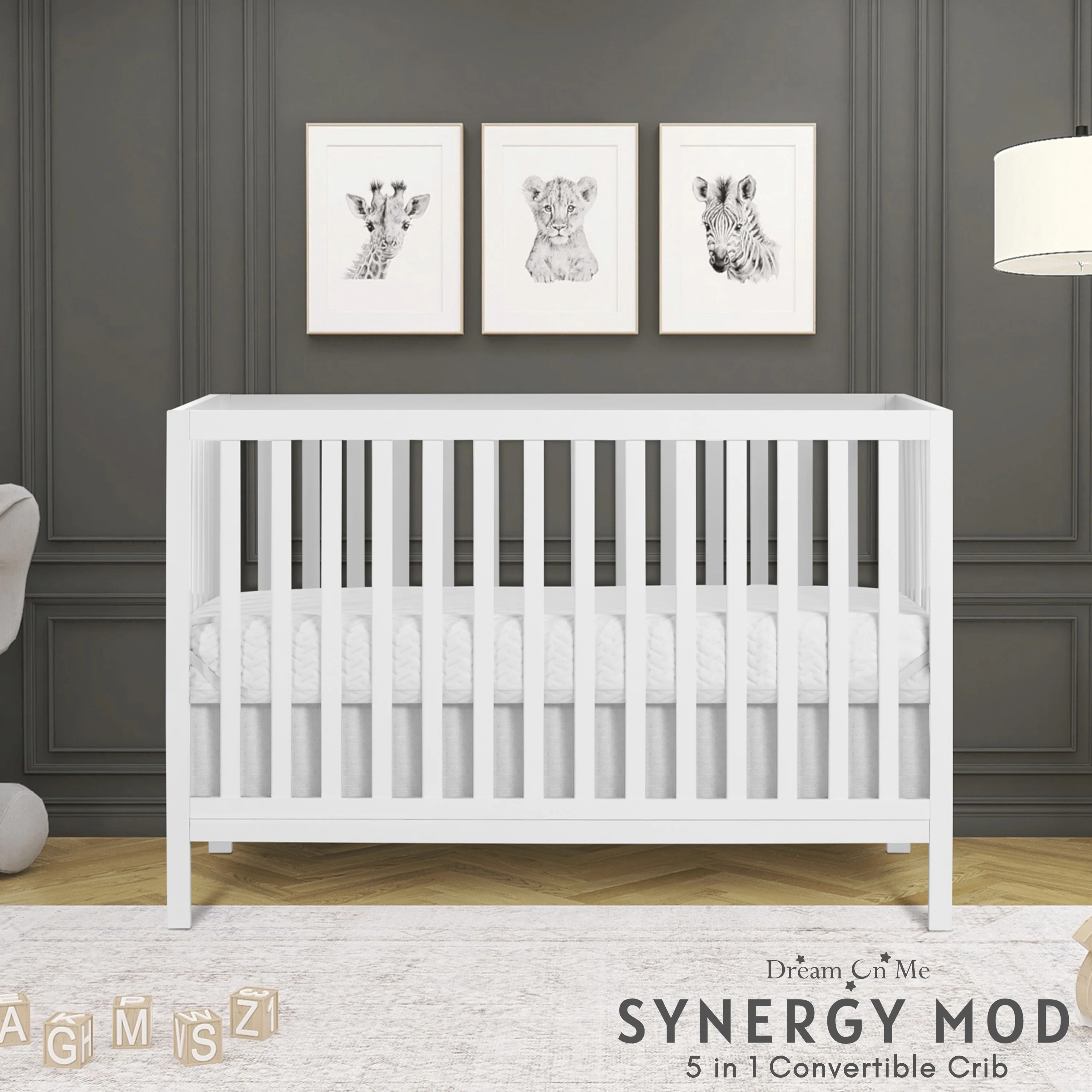 Dream On Me Synergy MOD Crib, Made with Sustainable New Zealand Pinewood, White