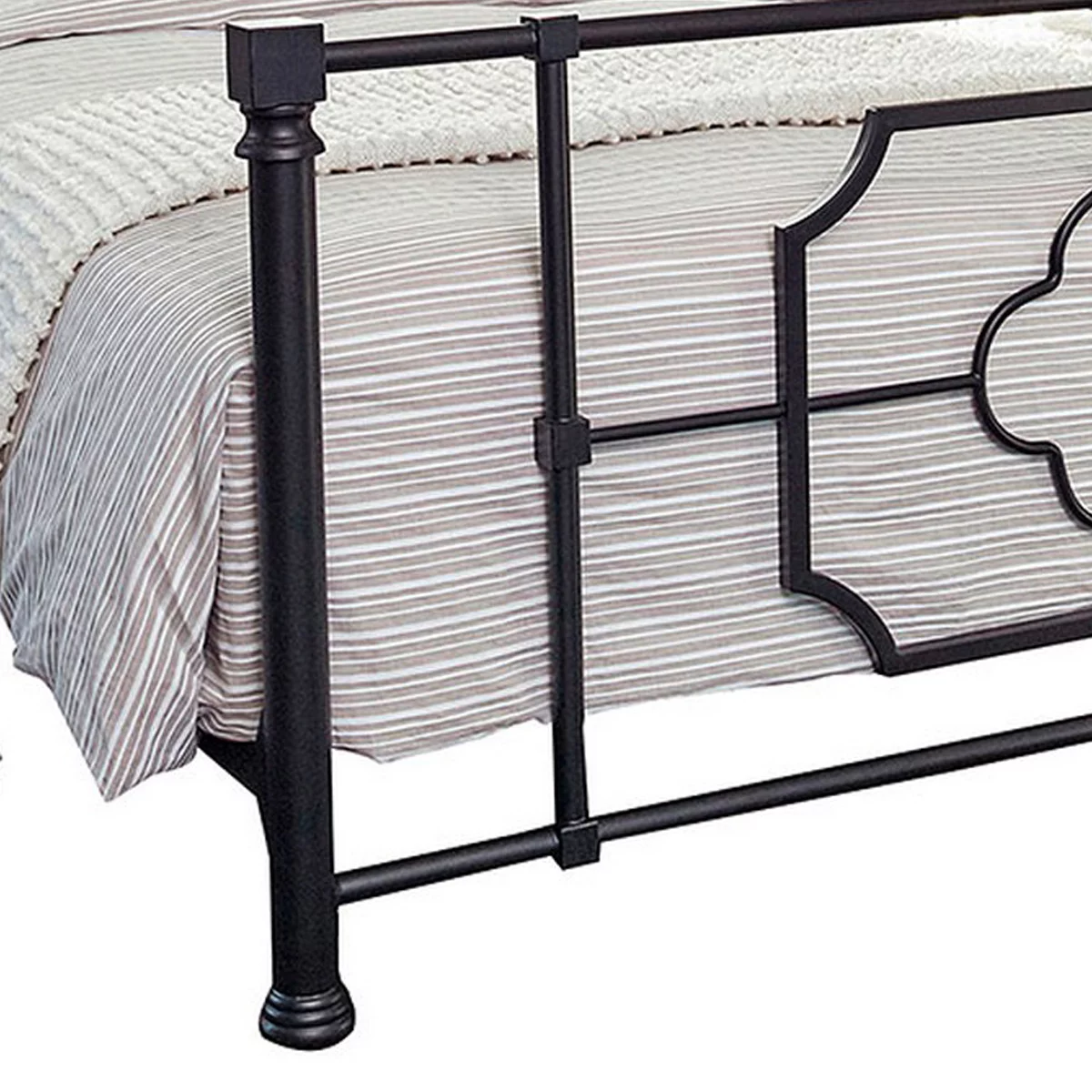 Open Frame Metal Tubular Queen Bed, Black- Saltoro Sherpi