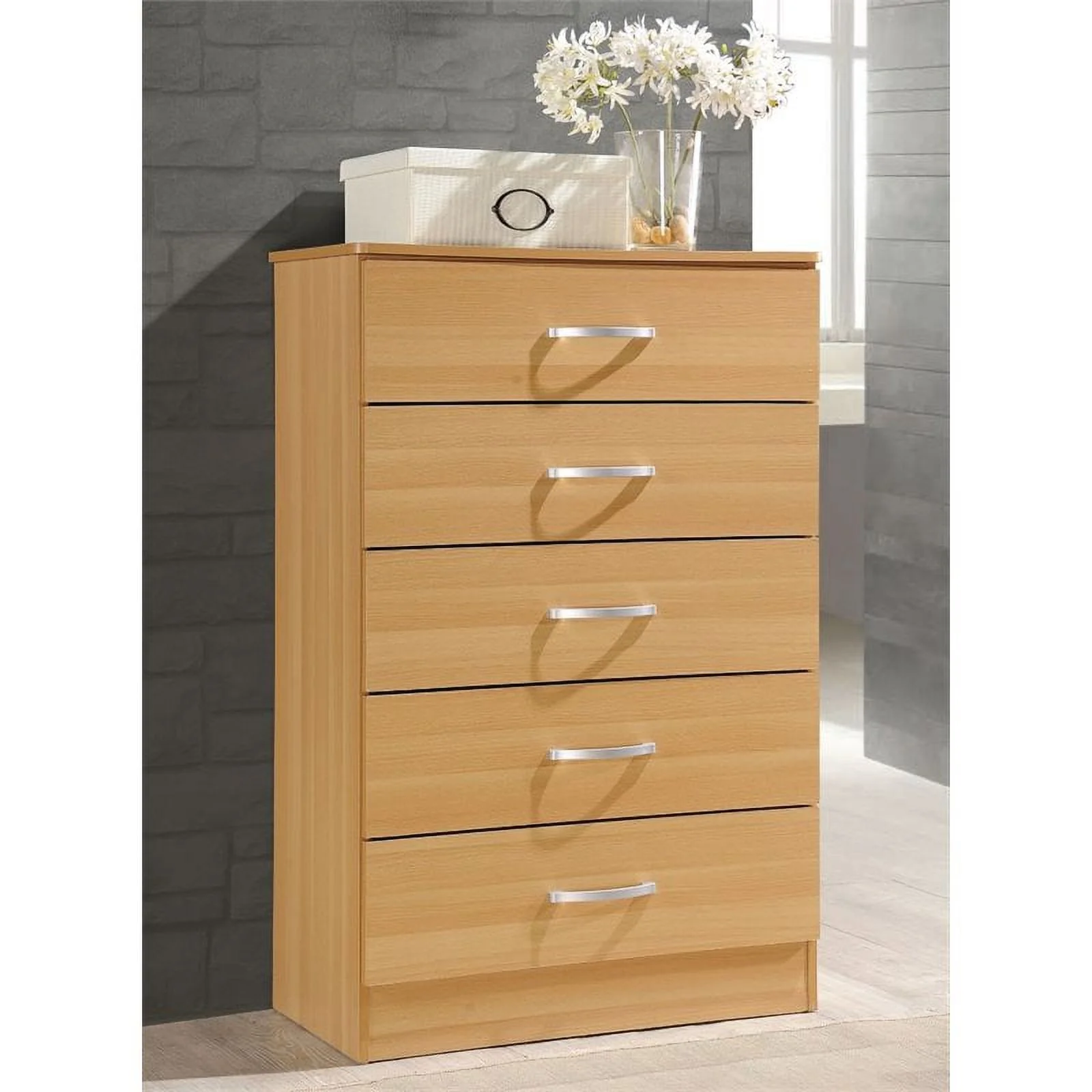 Pemberly Row 5 Drawer Chest in Beech