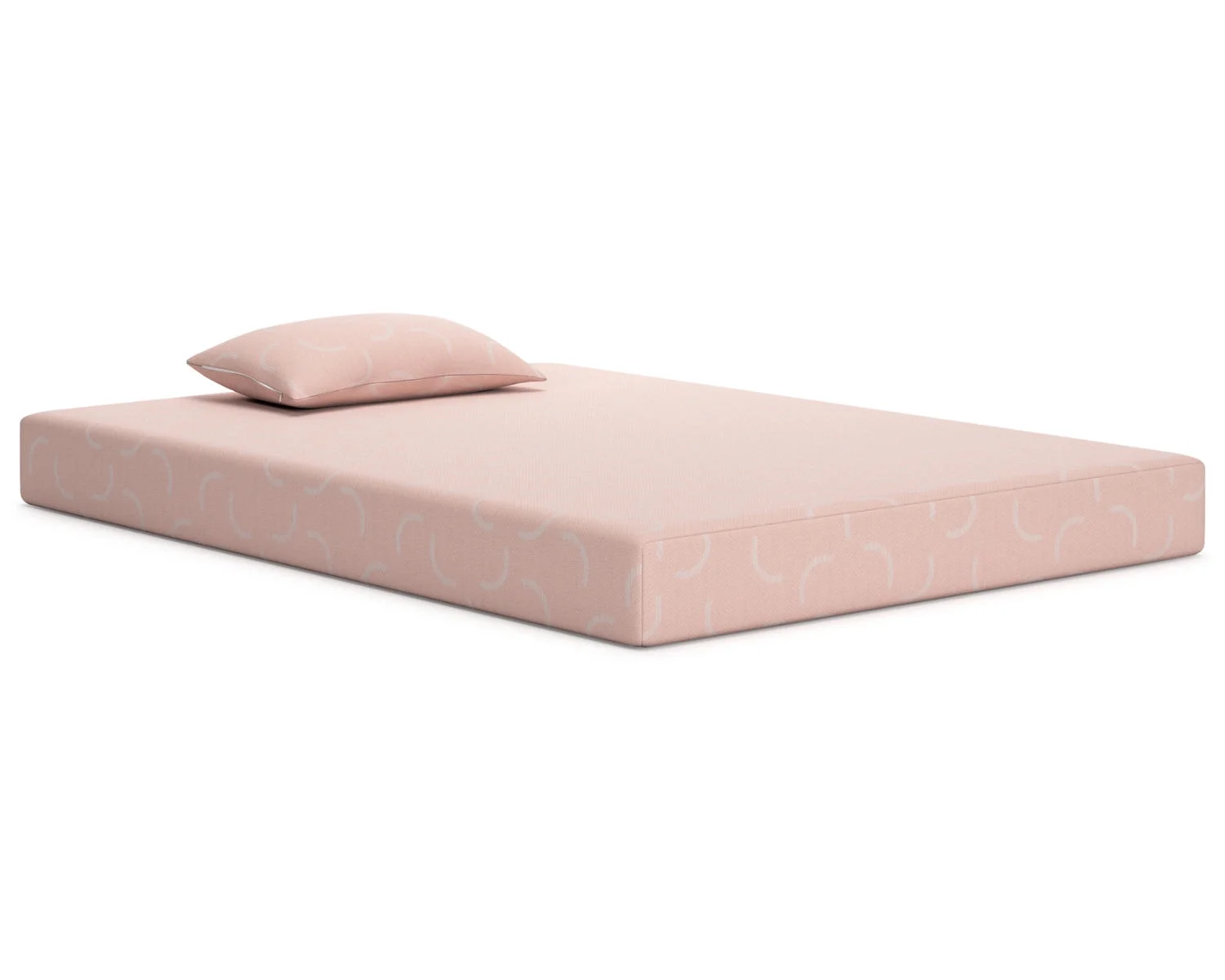 Signature Design by Ashley Twin Size iKidz 7 Inch Firm Memory Foam Mattress with Stretch Knit Cover & Pillow Included, Pink Coral