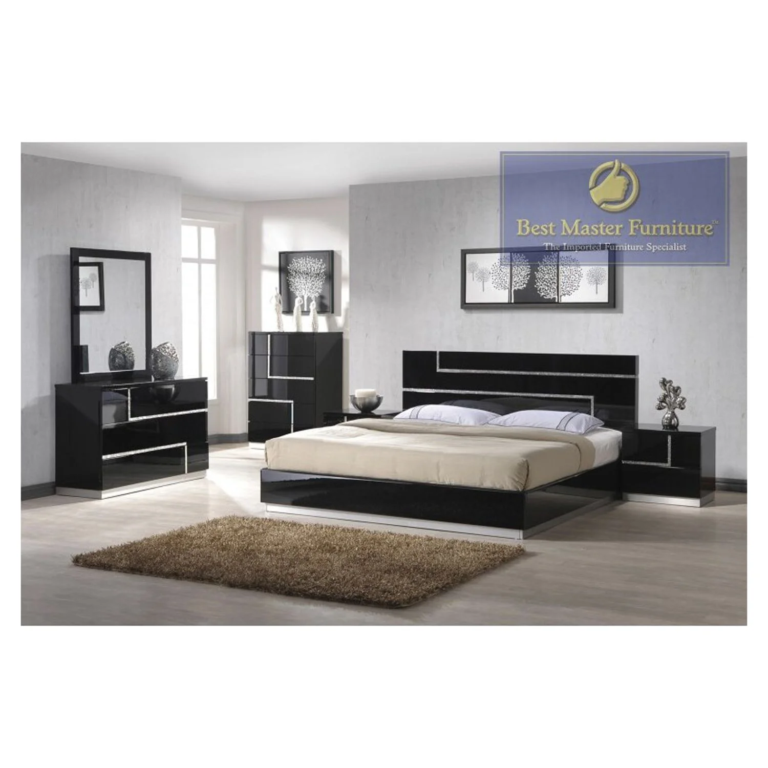 Best Master Furniture Barcelona Collection 5-Piece Bedroom Set, Cal King