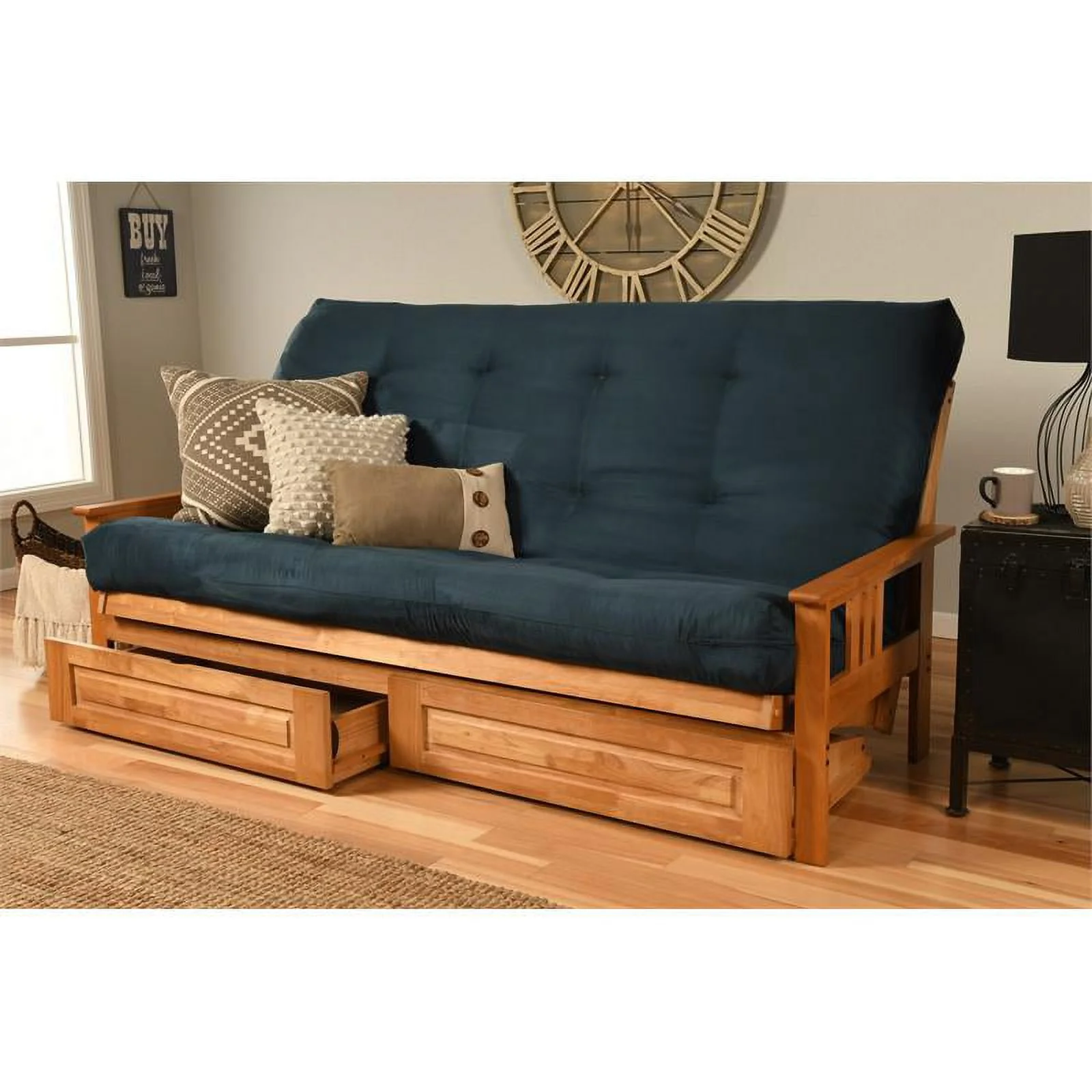 Kodiak Furniture Monterey Storage Frame with Fabric Mattress in Blue/Butternut