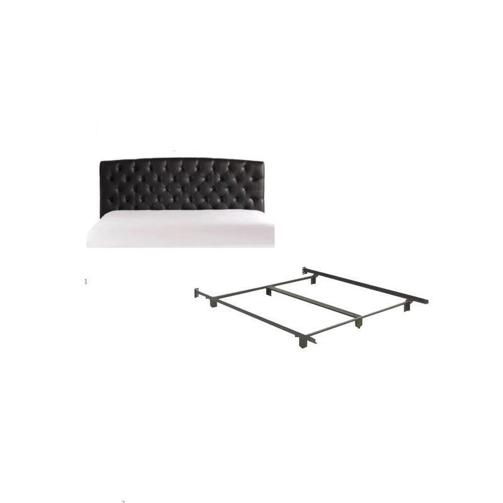 2 Piece Black Queen Headboard and Queen Bed Frame Set