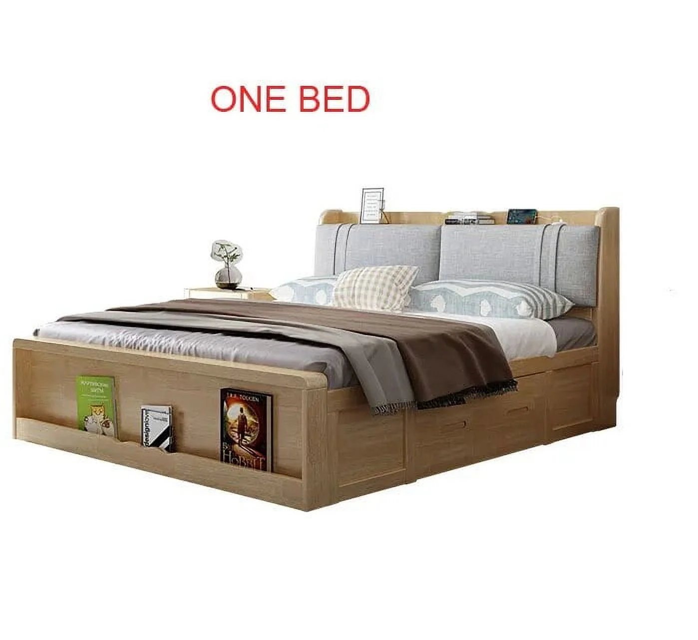 Solid wood bed double bed large bed European solid wood master bedroom 1.8 m wedding bed with storage