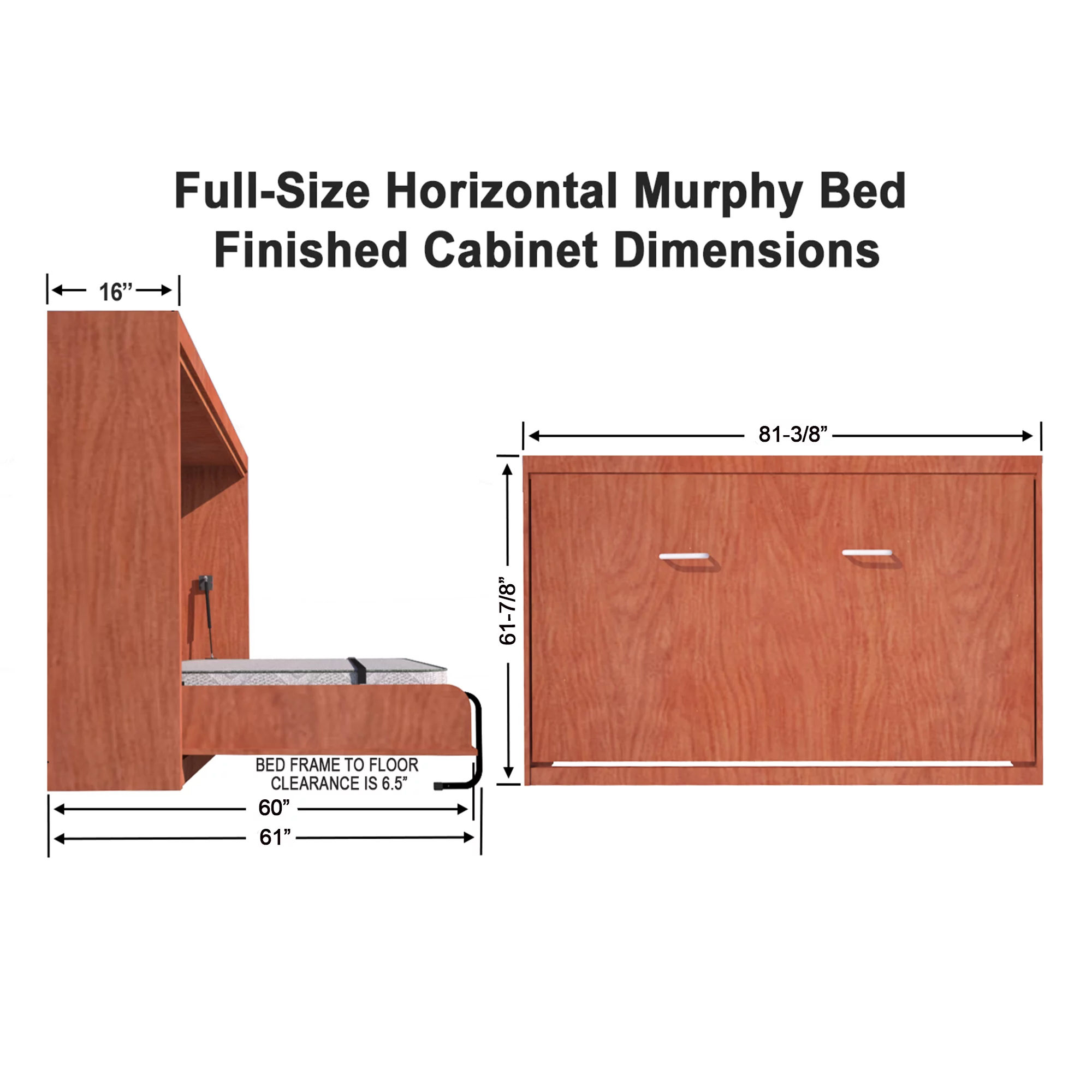 Full Size DIY Murphy Bed Hardware Kit Horizontal Cabinet Style