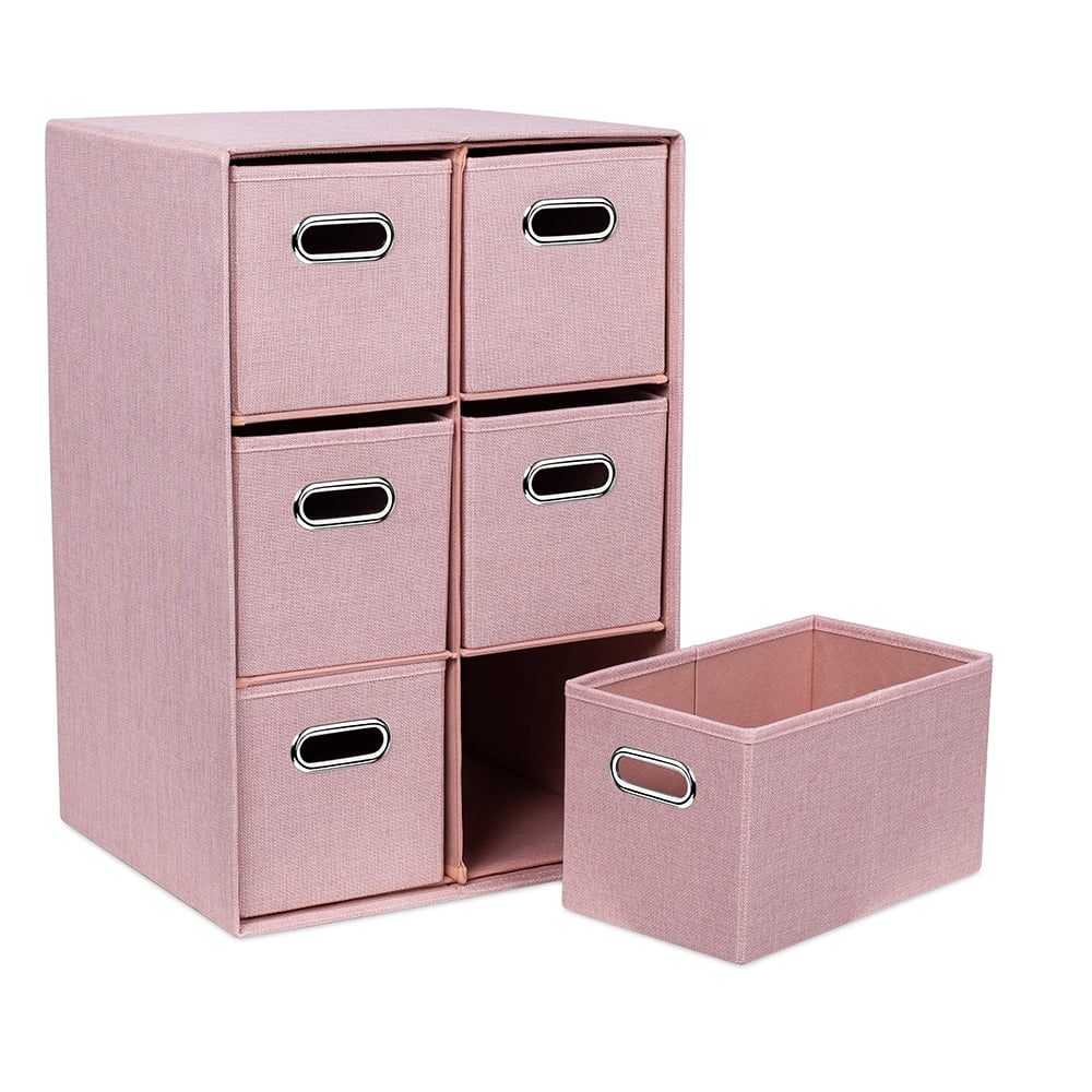 BirdRock Home Linen Cube Organizer Shelf with 6 Storage Bins - Blush