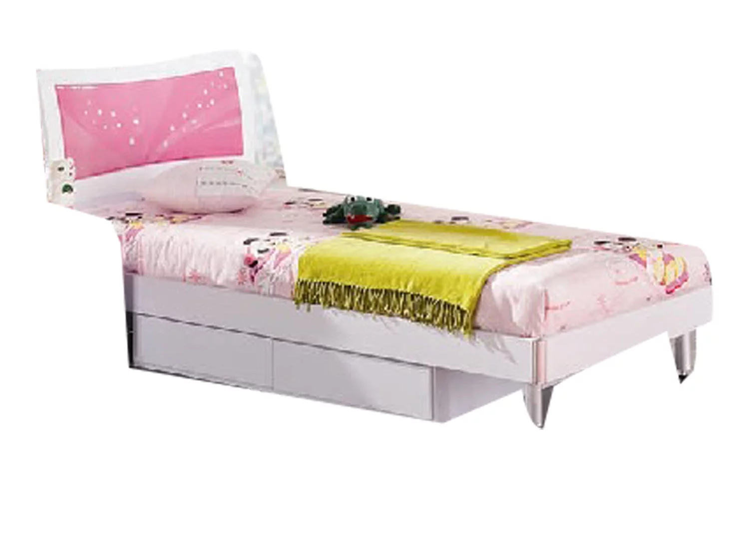 5 Pcs Loft Bed Set Kids Table And Chair Wood Kindergarten Furniture - Pink Theme Full Bed