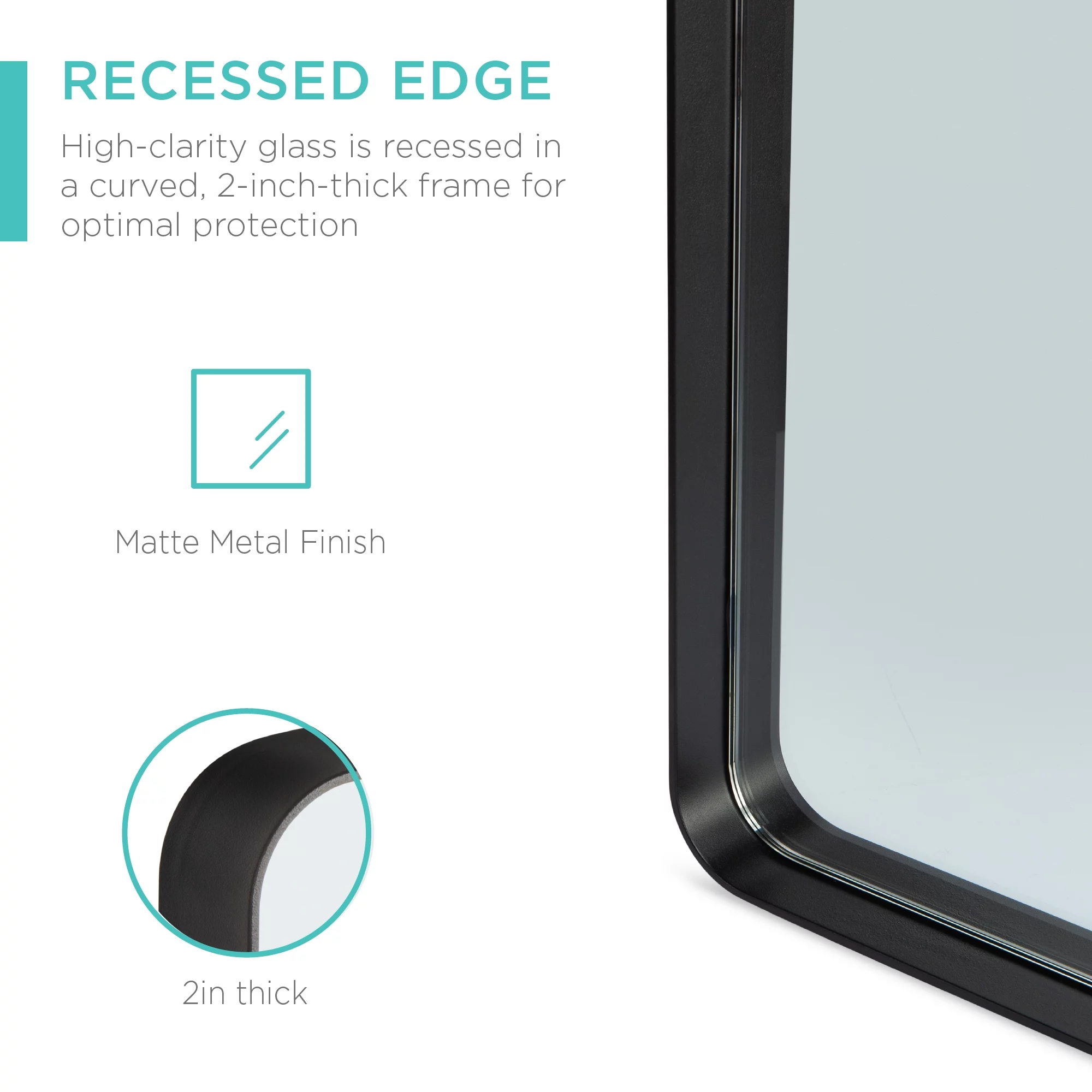 Best Choice Products 24x36in Recessed Bathroom Vanity 2-Way Wall Mirror w/ Rounded Corners, Anti-Blast Film