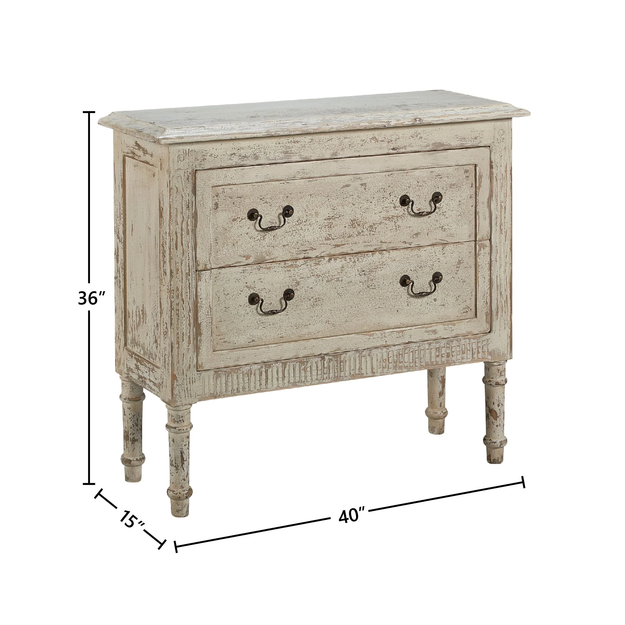 Plymouth Vintage Pine Two Drawer Chest in Distressed White