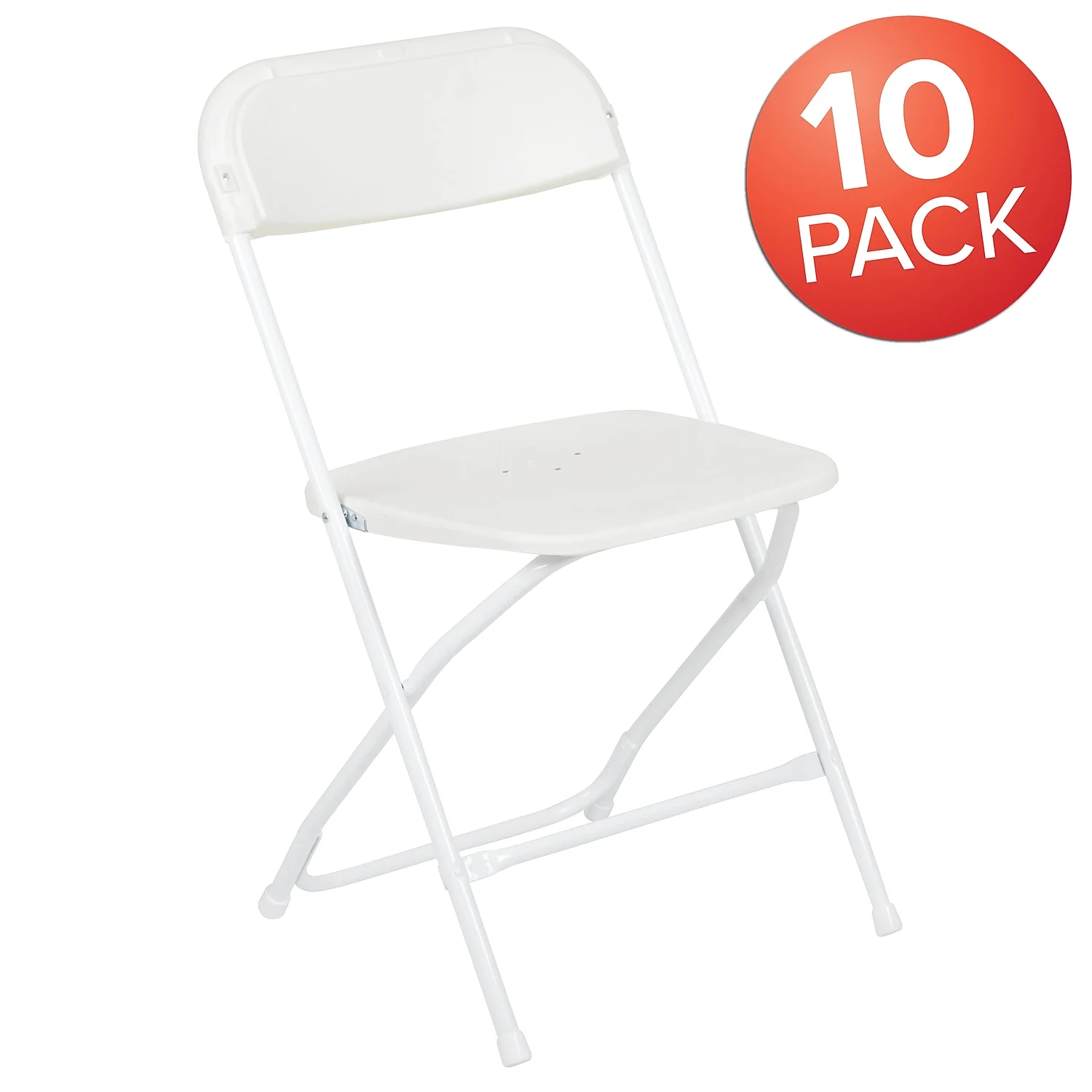 Flash Furniture Hercules Series Plastic Folding Chair White - 10 Pack 650LB Weight Capacity Comfortable Event Chair-Lightweight Folding Chair