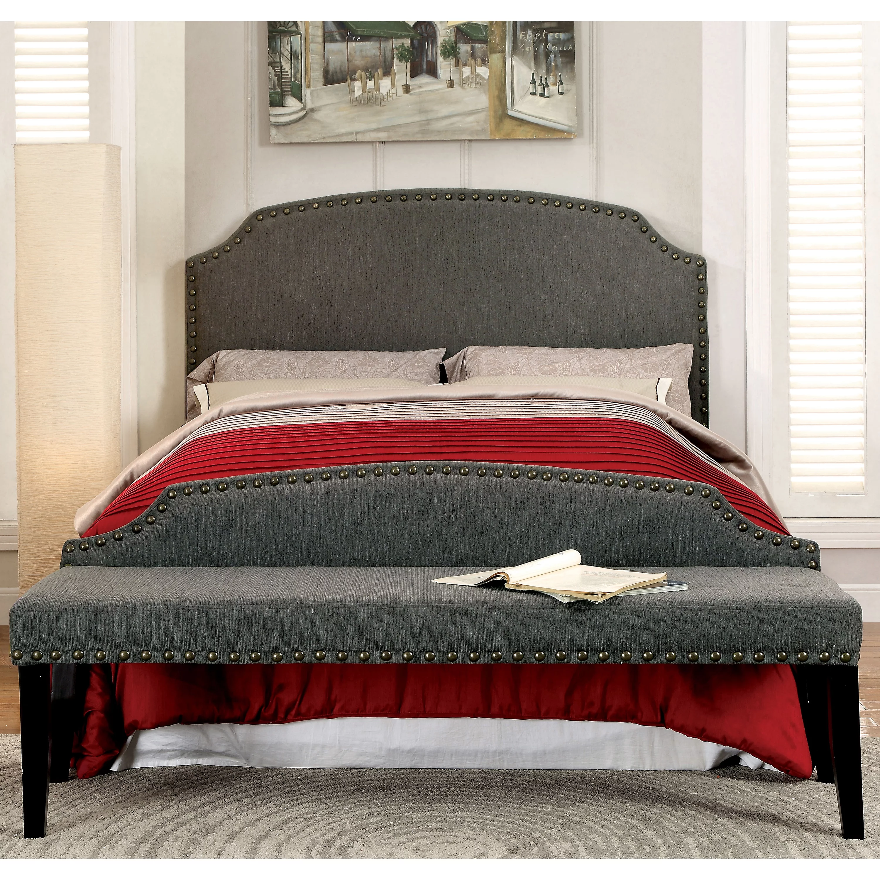 Furniture of America Nalyssa Fabric Headboard, Full/Queen, Gray