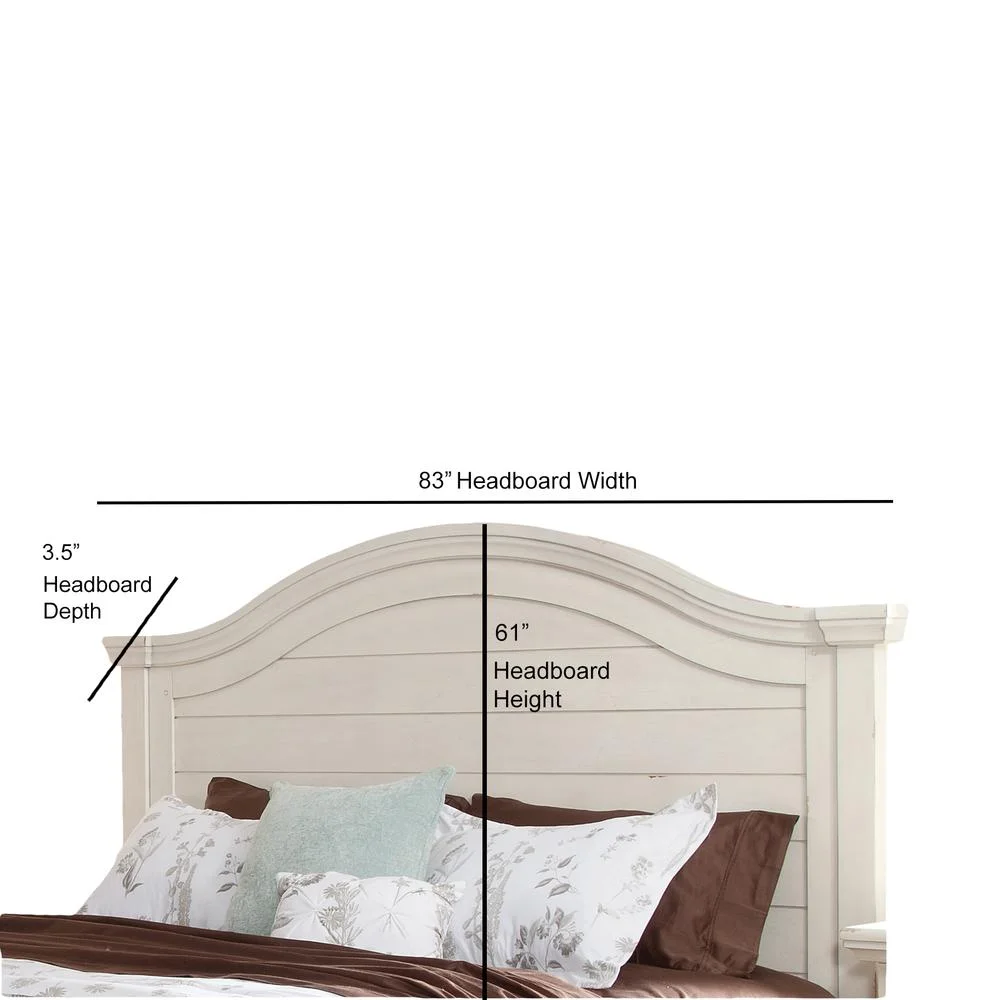 American Woodcrafters Stonebrook Antiqued White Wood King Panel Headboard