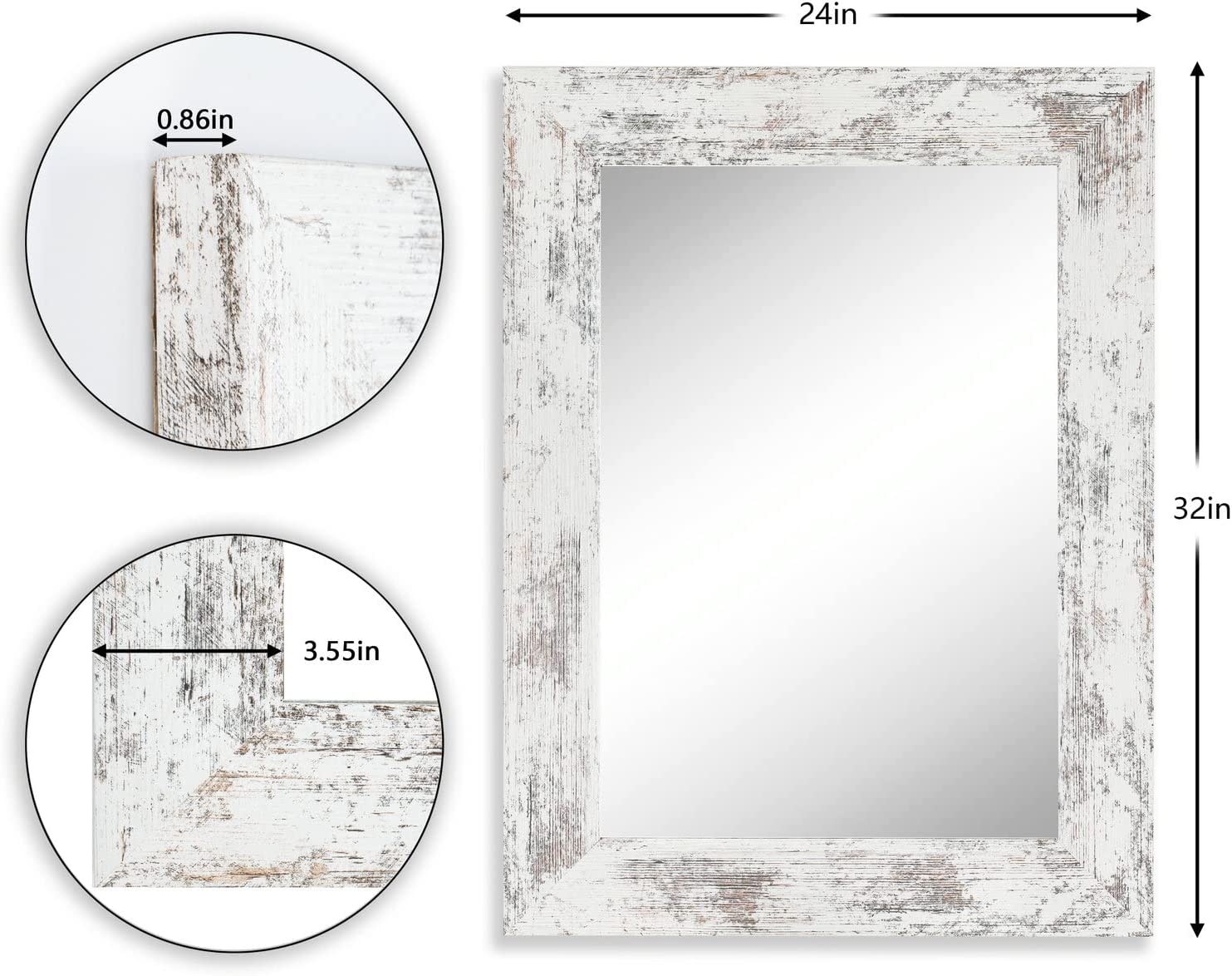 Wood Mirror with Frame Rustic 24X32 Inch Wall Mounted Rustic Mirror with Large Wood Frame Decorative Farmhouse Bathroom Mirror, for Bedroom,Living Room,Entryway Wall Decor(Horizontal/Vertical)
