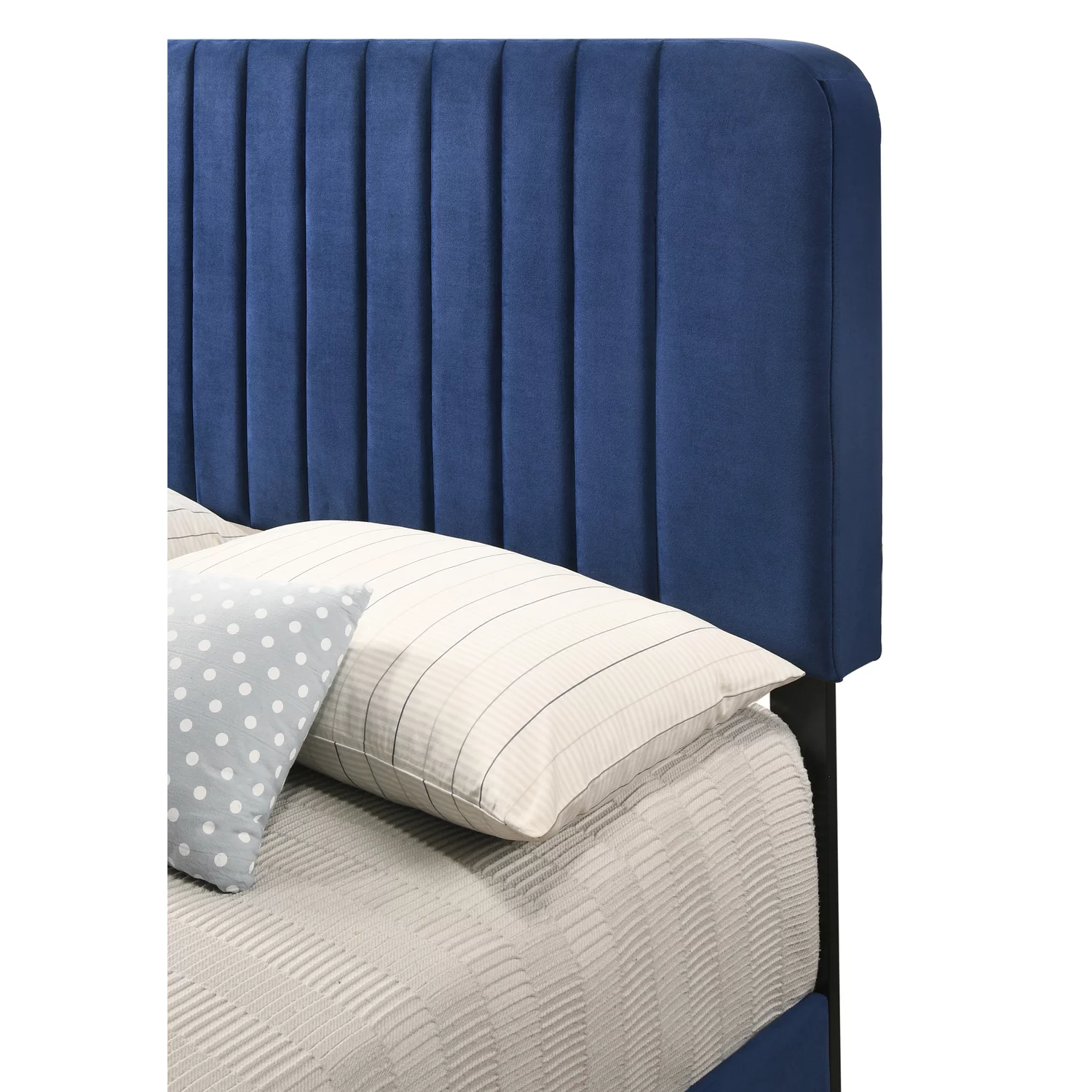 Glory Furniture Lodi Velvet Upholstered Queen Bed in Navy Blue