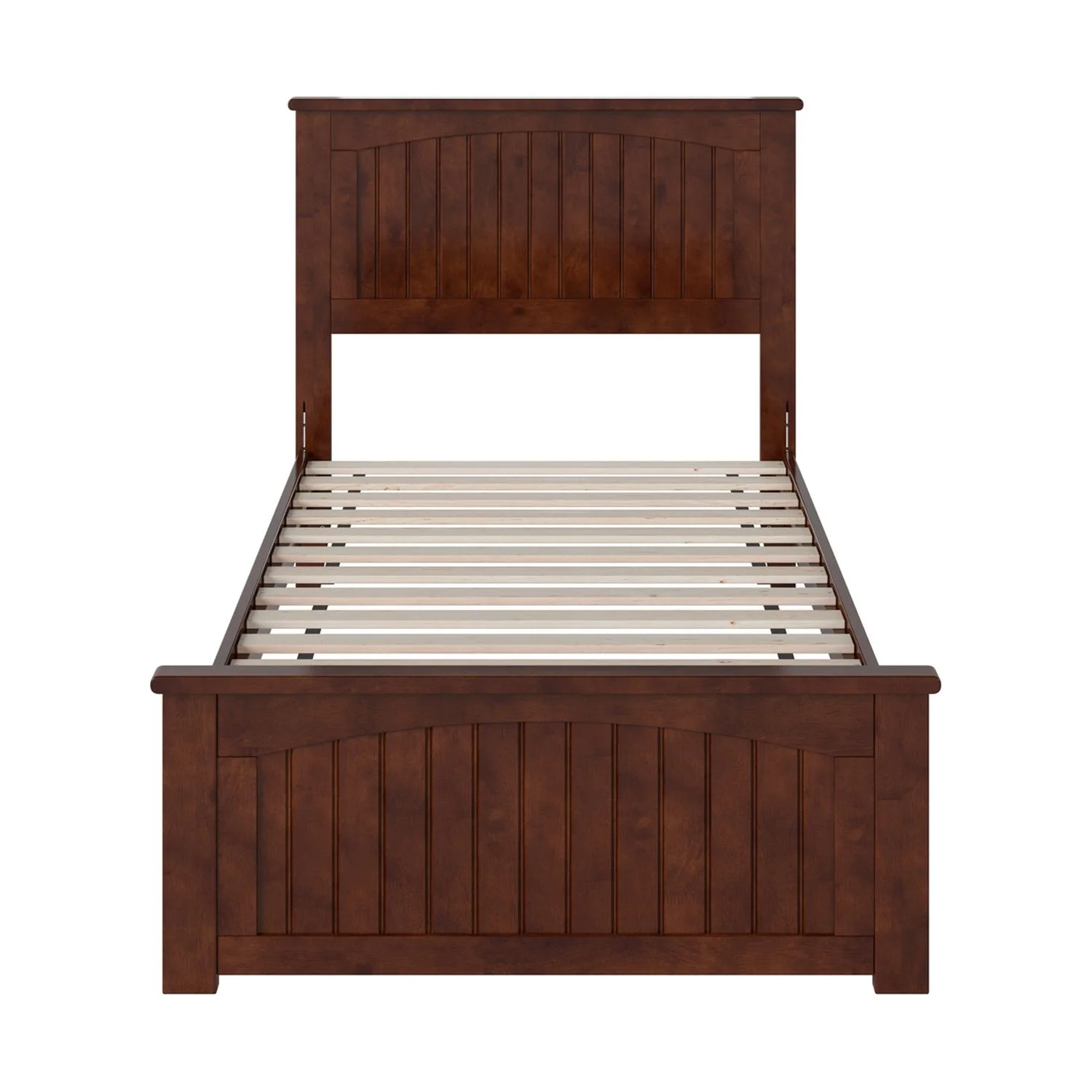 AFI Naples Twin Solid Wood Low Profile Platform Bed with Matching Footboard, Walnut