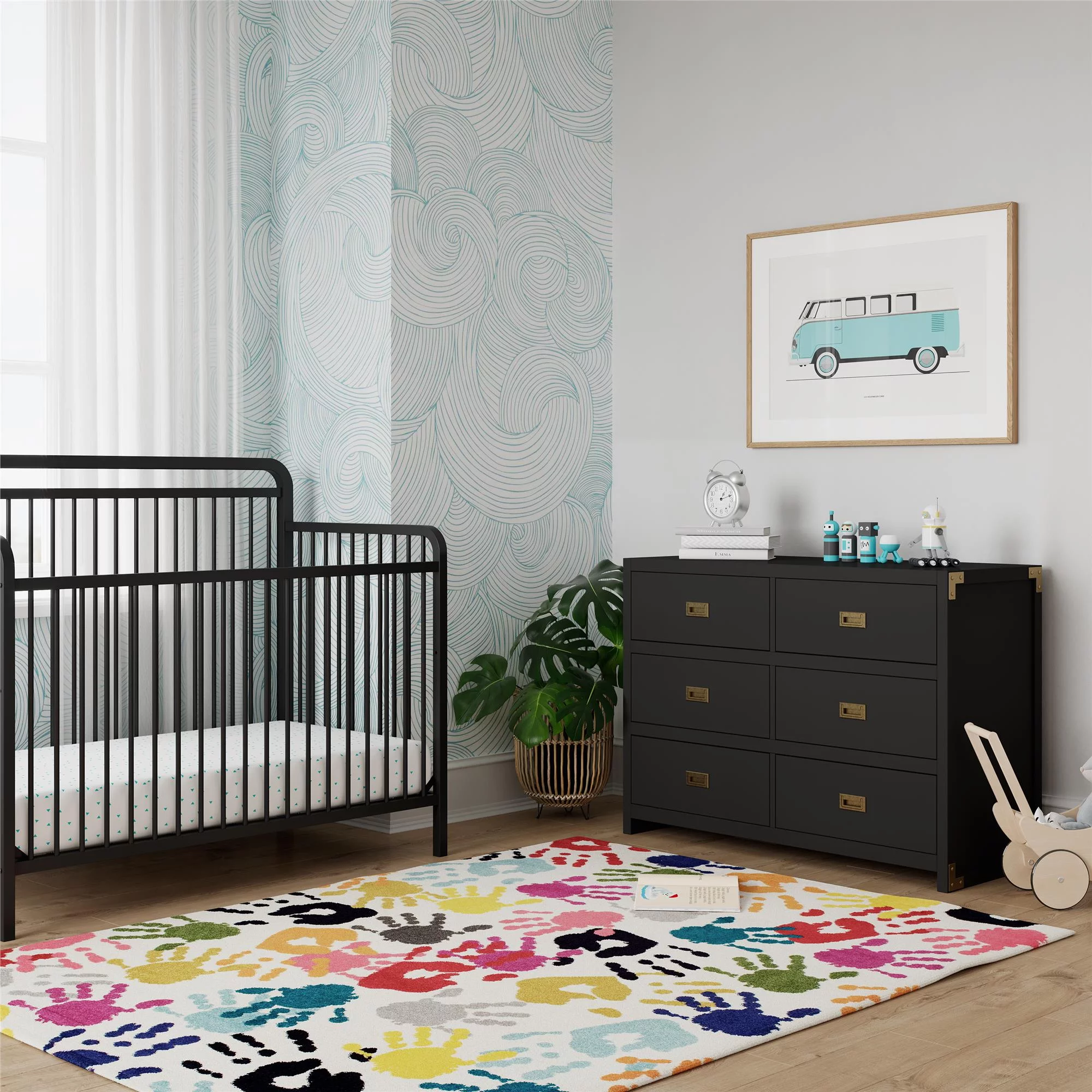 Baby Relax Miles 6-Drawer Dresser, Black Wood
