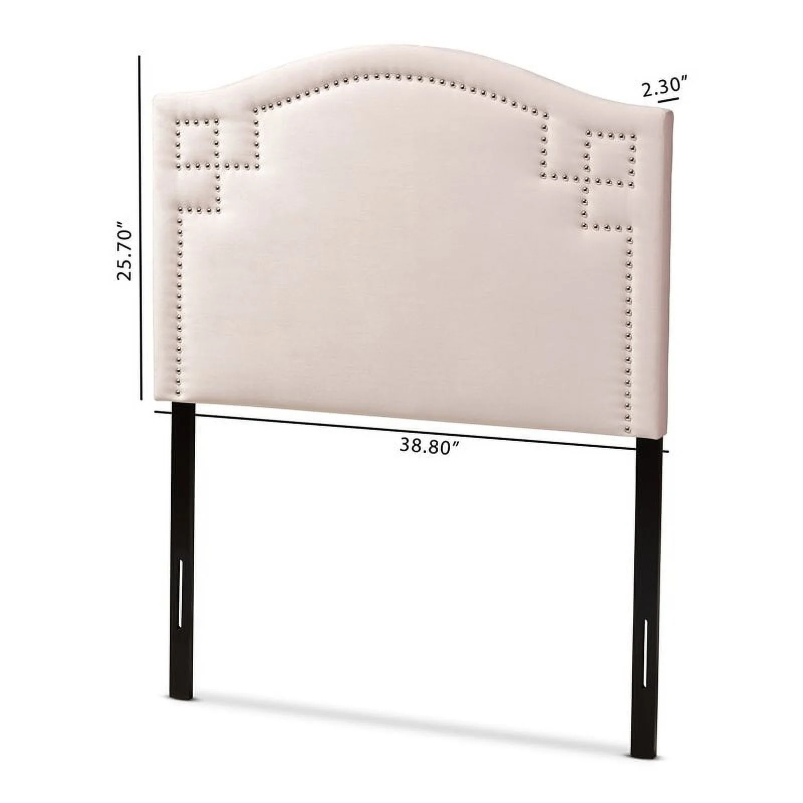 Bowery Hill Modern Velvet and Wood Twin Headboard in Light Pink