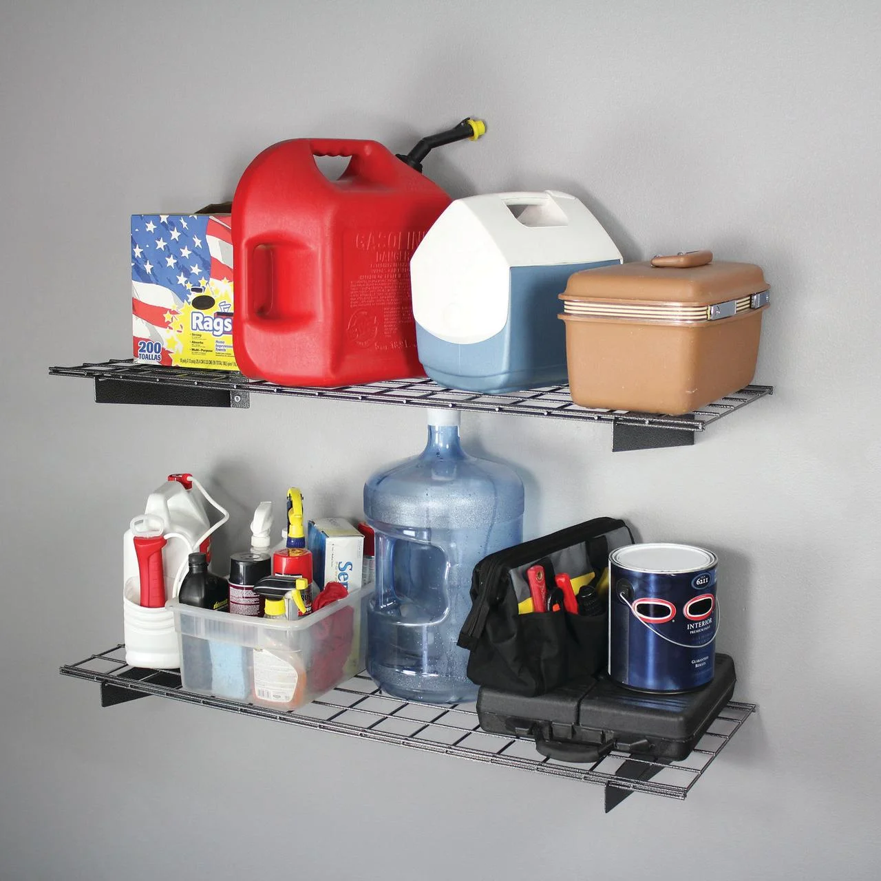HyLoft 45 in. x 15 in. Steel Wire Garage Wall Shelf Storage System in Hammertone - 2 pack