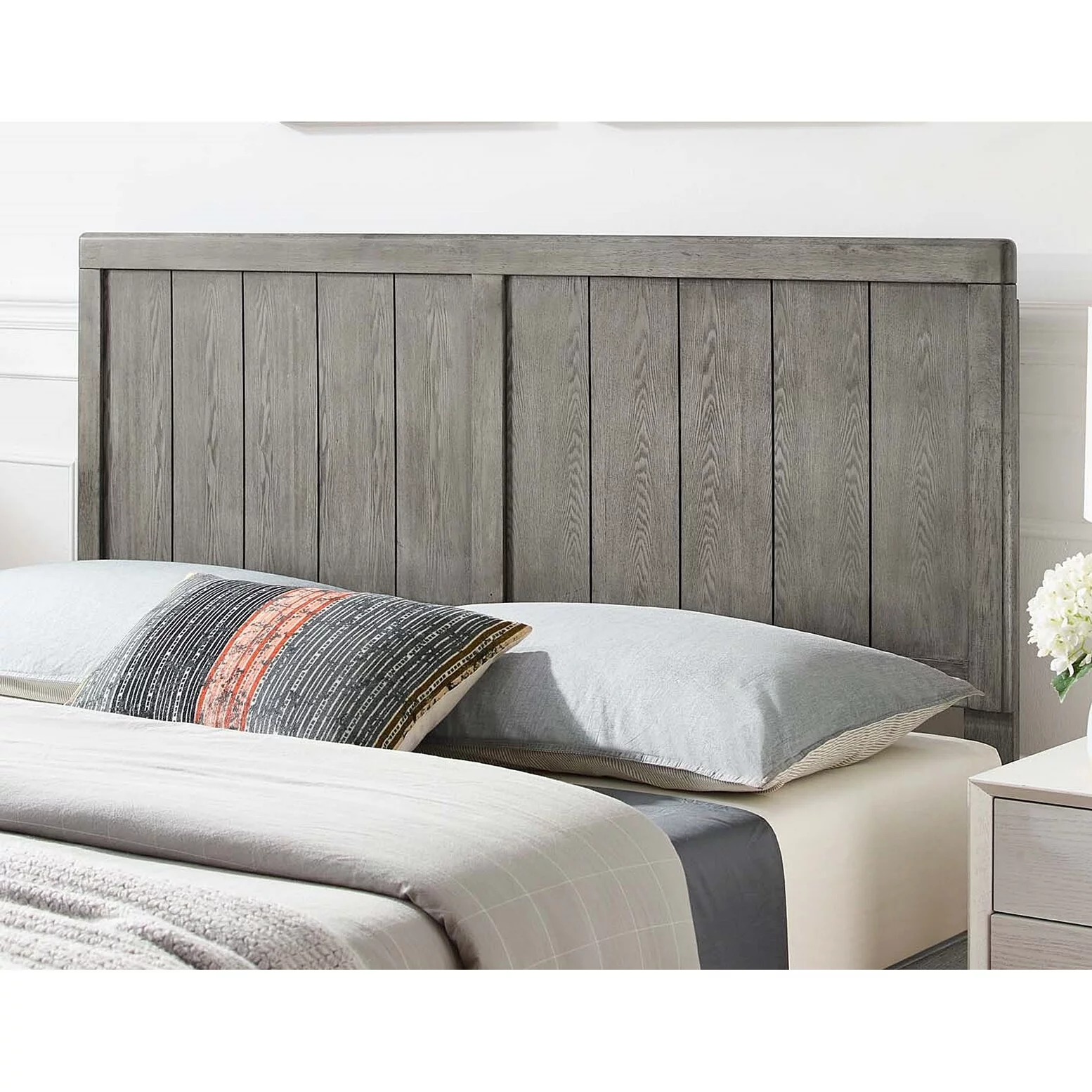 BSD National Supplies Widman Country Style Full Size Grey Wooden Headboard
