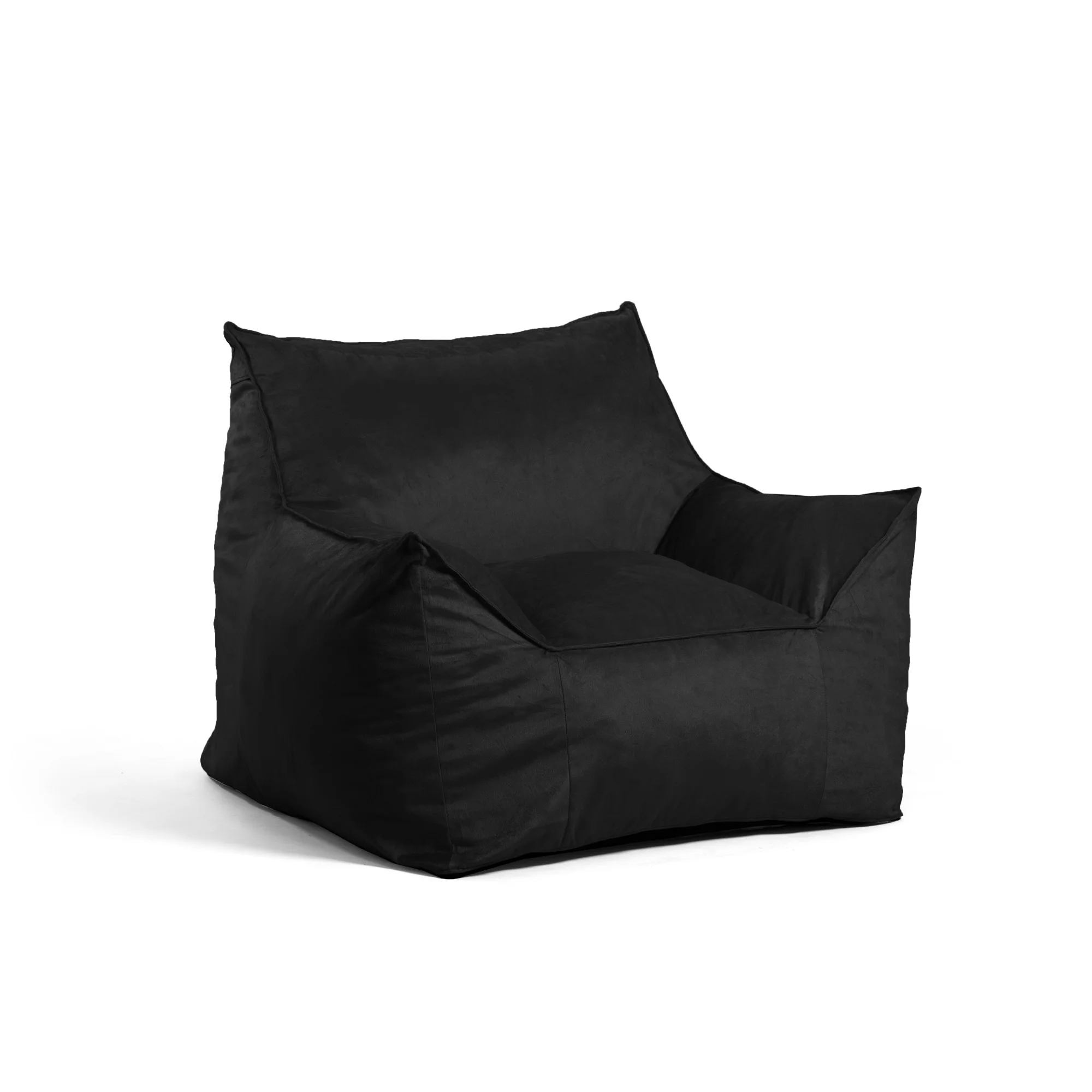 Big Joe Imperial Lounger Foam Filled Bean Bag Armchair with Removable Cover, Black Plush, Soft Polyester, 4 feet Big