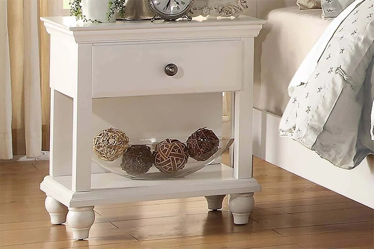 White And Grey Modern Full Size Bed 4pc Set Dresser Mirror Nightstand Bedroom Furniture