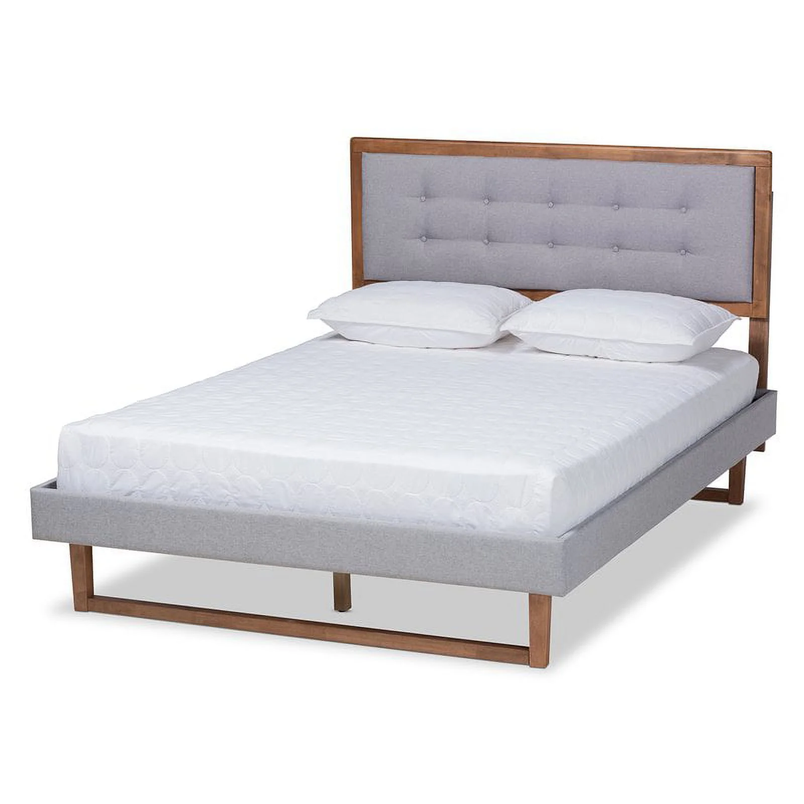 Bowery Hill King Size Light Gray Upholstered Wood Platform Bed