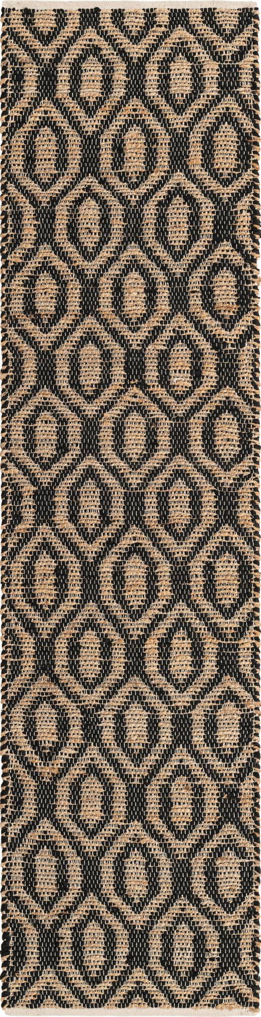 Unique Loom Chindi Jute Rug Black/Navy Blue 2' 7