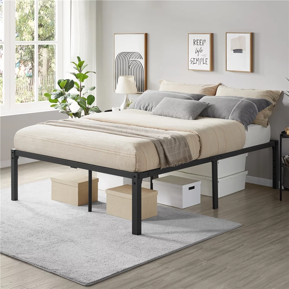 Easyfashion Jasper Metal Platform Full Bed Frame with Steel Slat Support