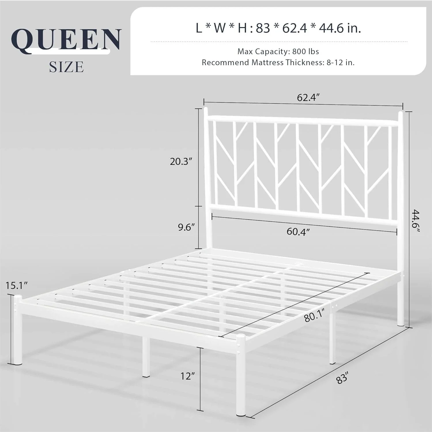 JIAH Platform Bed Frame with Vintage Headboard, 14 Inches Metal Mattress Foundation for Storage, No Box Spring Needed, Easy Assembly, ,
