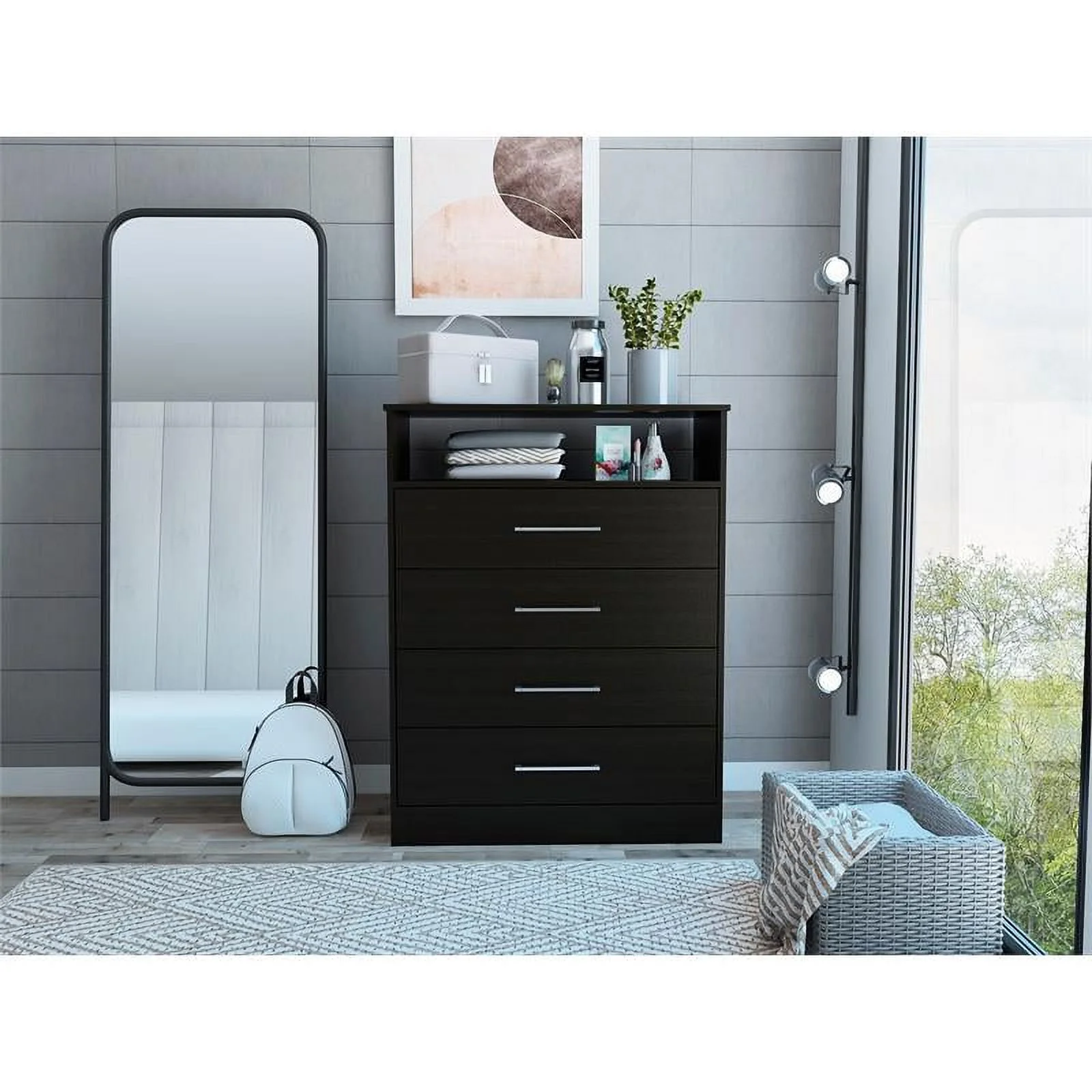 TUHOME Continental Dresser Engineered Wood Dressers in Black