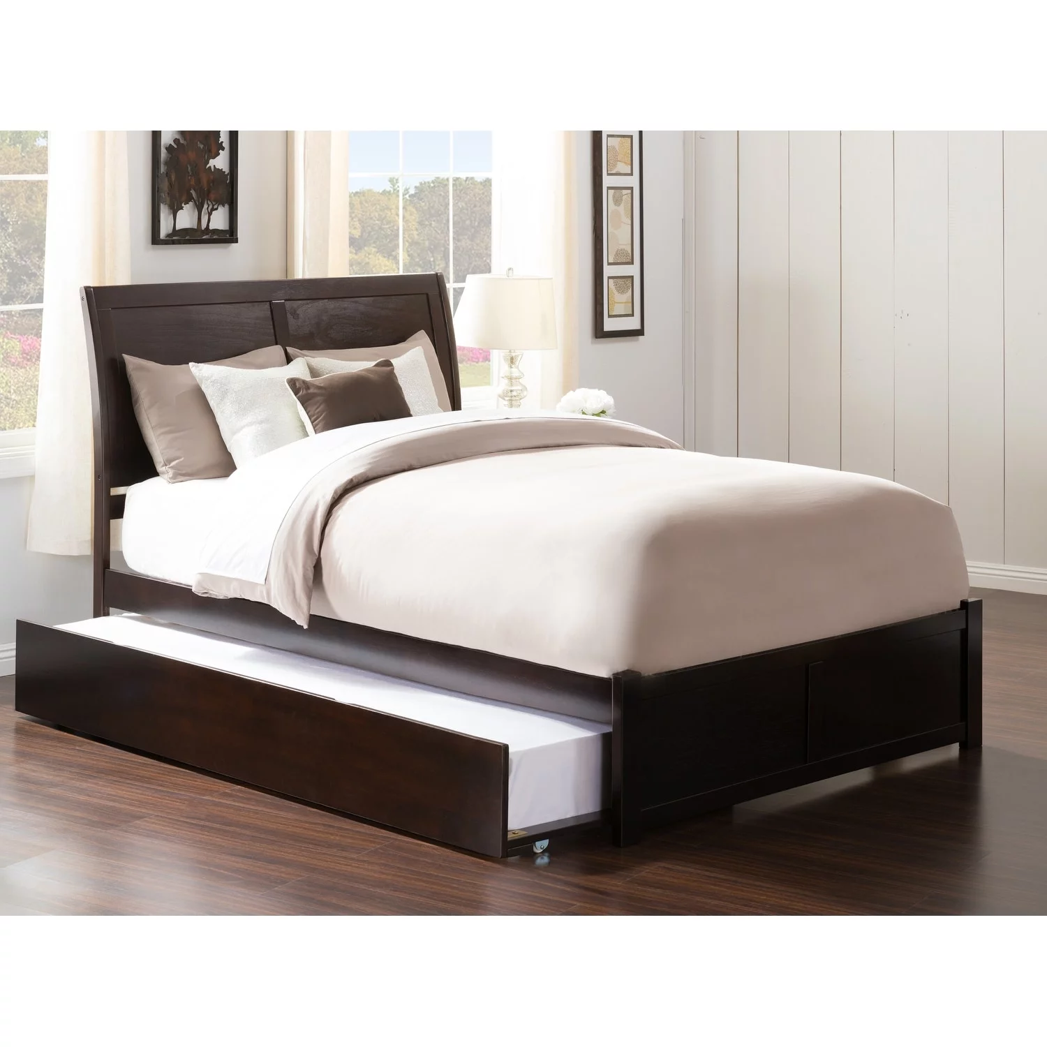 AFI Portland Full Platform Bed with Footboard and Twin Trundle in Espresso