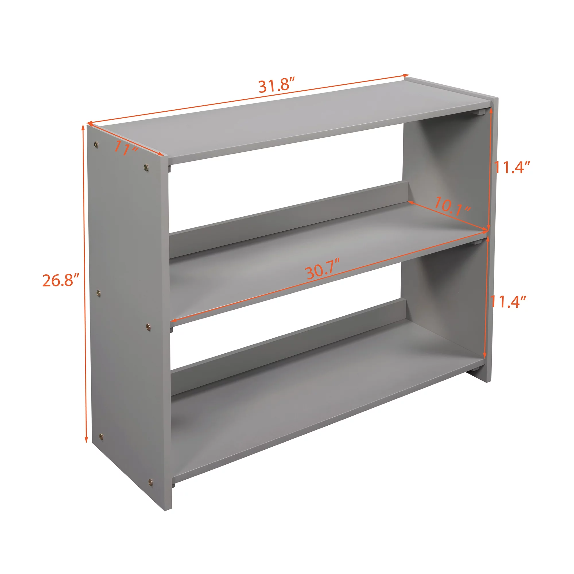 Nestfair Gray Low Twin Size Loft Bed with Cabinets and Shelves