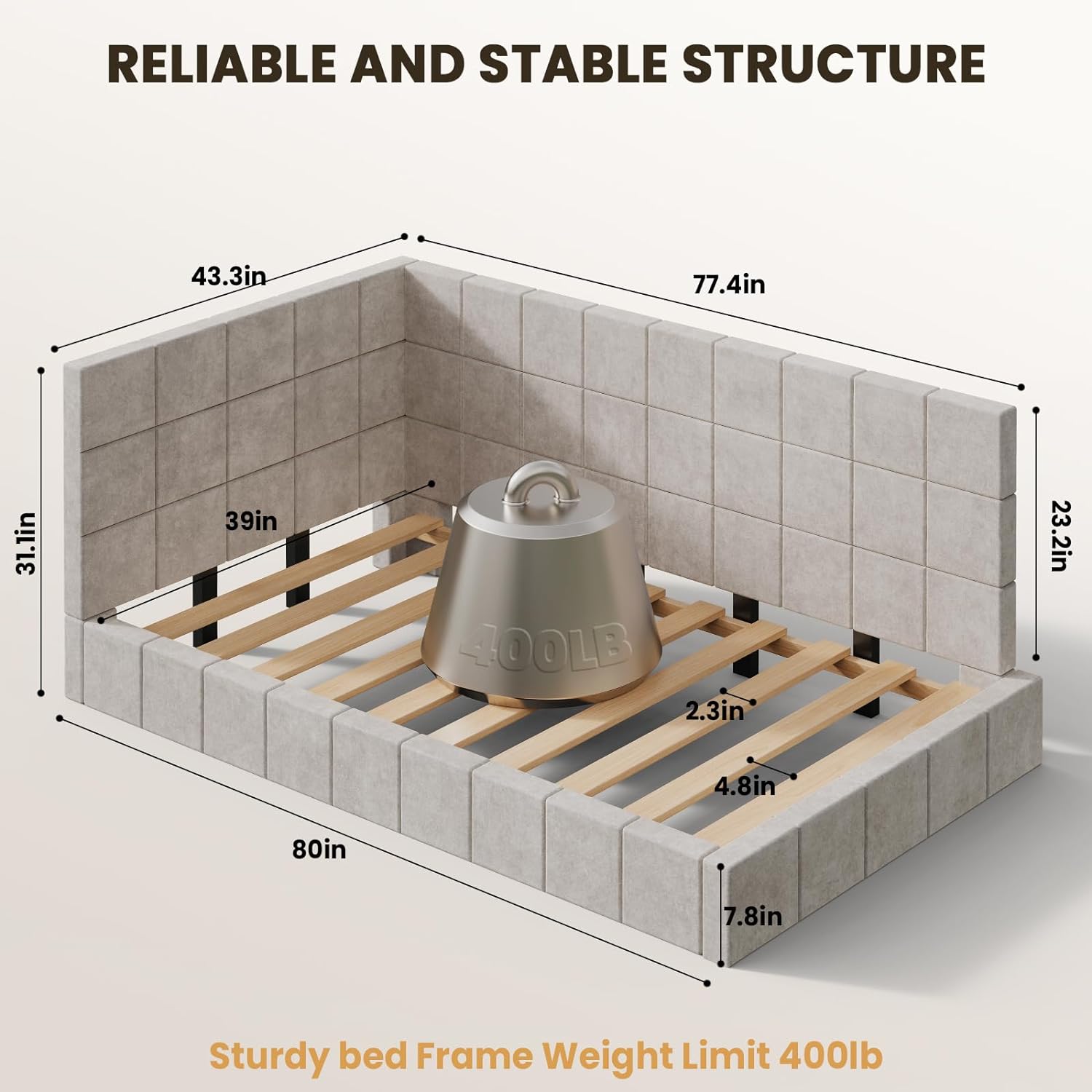 Twin Size Upholstered Daybed with Backrest & Armrests Design for Living Room,Wooden Bedframe w/Wood Slat Support & Sofábed Design,No Box Spring Needed,Perfect for Bedroom,Guest Room, Beige