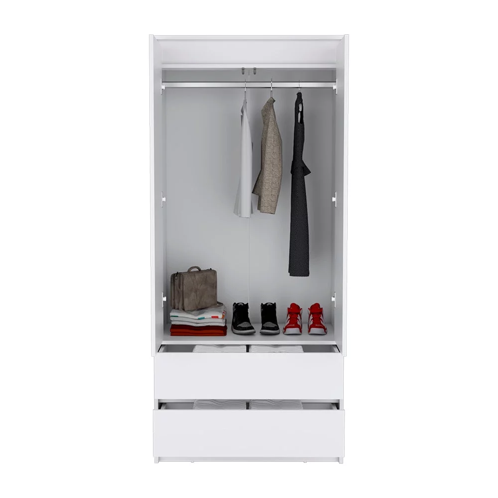 We Have Furniture Byers 3 Piece Bedroom Set, Nightstand + Dresser+ Armoire, White Finish