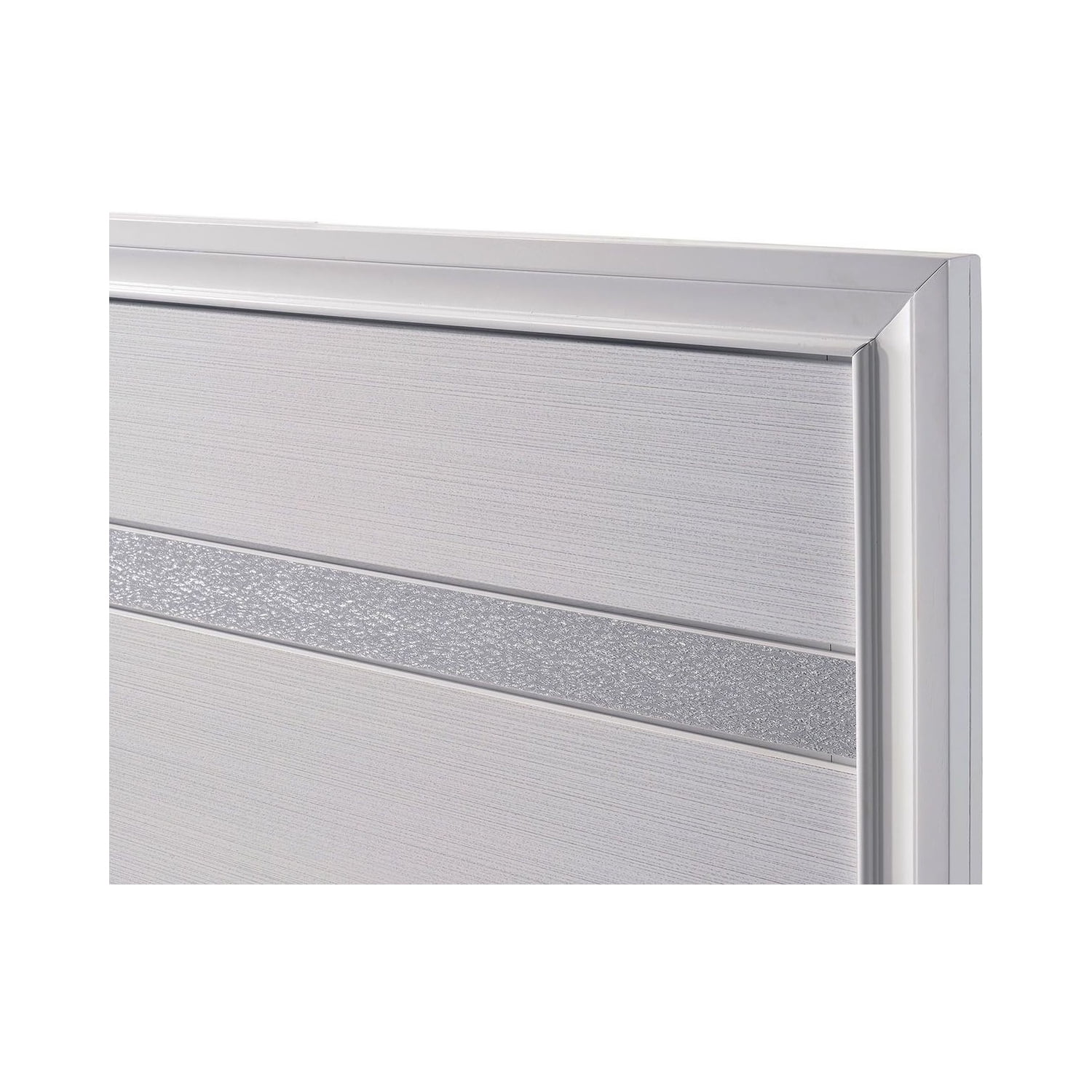 Maykoosh French Flair Panel Design Eastern King Bed With Silver Accents And Bracket Feet, White