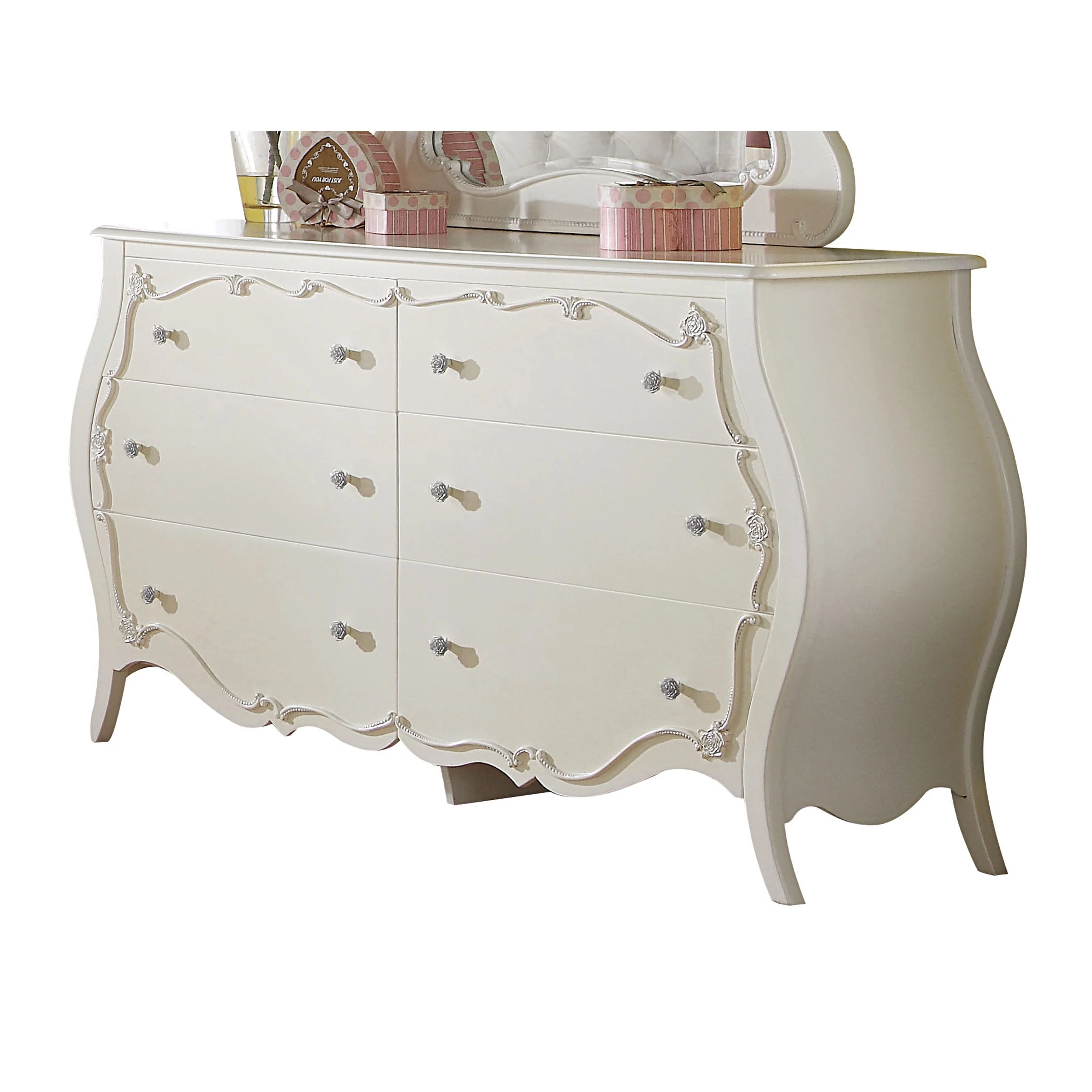 ACME Furniture  Edalene Pearl White Pine 6-drawer Dresser