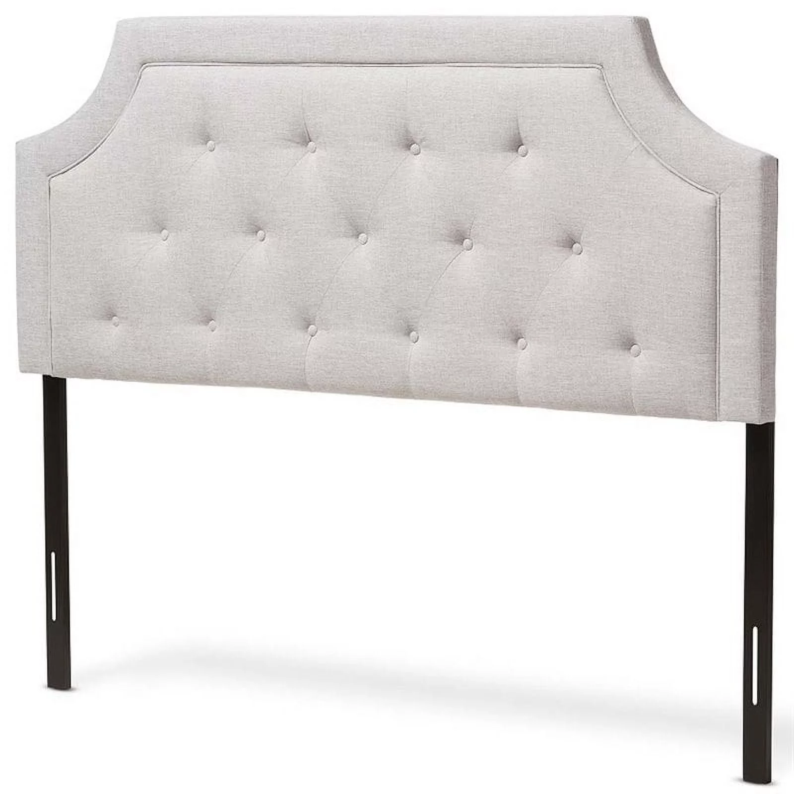 Bowery Hill Fabric Tufted King Headboard in Grayish Beige Finish