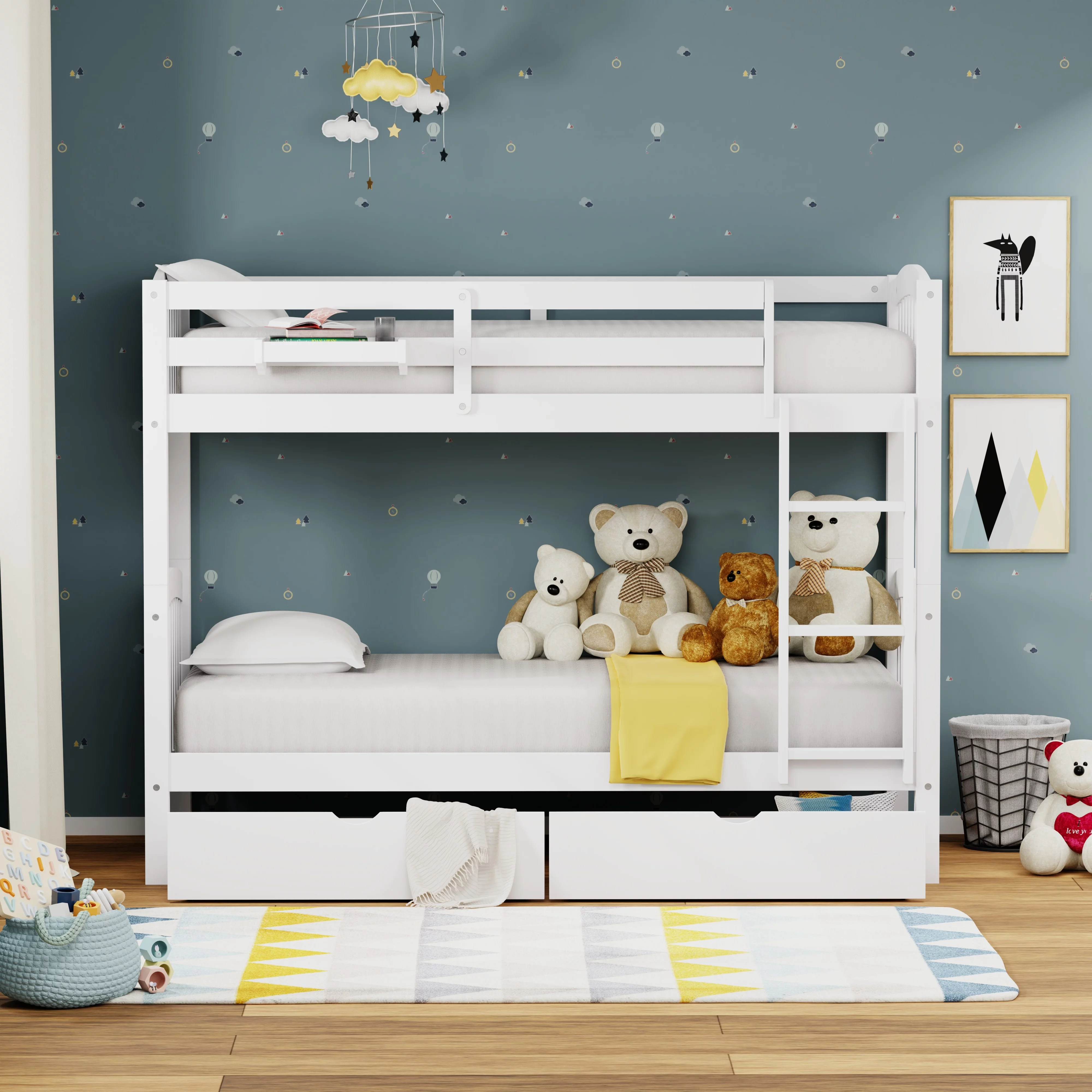Glenwillow Home Arca Solid Wood Twin Over Twin Bunk Bed