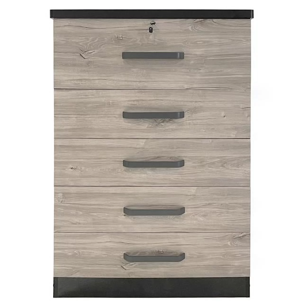 15.25 x 31.5 x 47.5 in. Xia 5 Drawer Chest of Drawers - Black Silver & Gray Oak