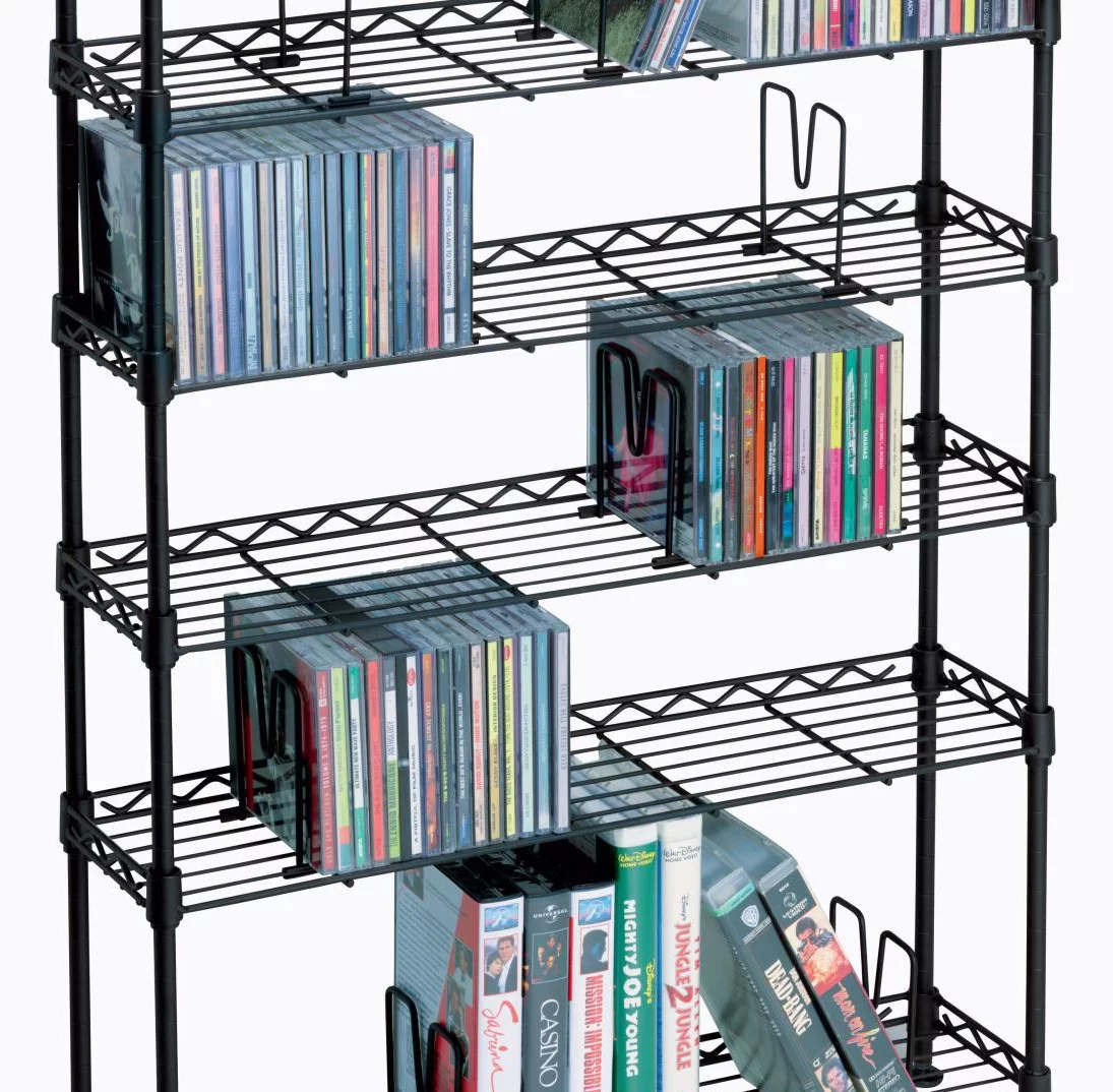 Atlantic Maxsteel 8-Tier Steel Multimedia Storage Shelf, Black