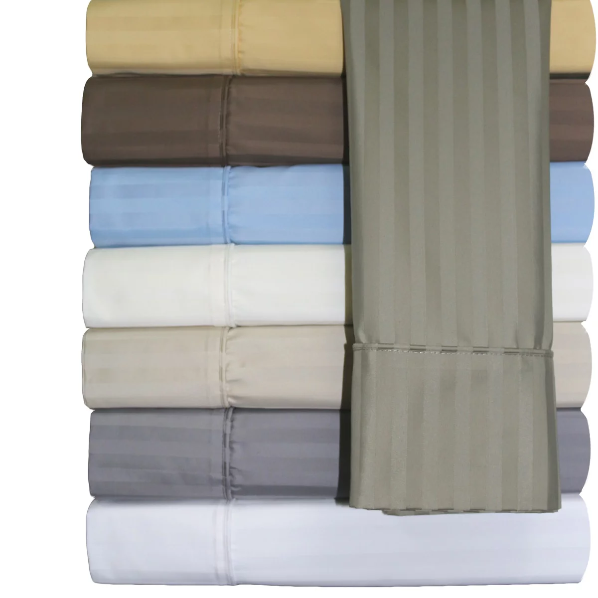 22-inch Super Deep Pocket Bed Sheets Wrinkle Free Cotton 650TC Damask Striped - California King - Linen