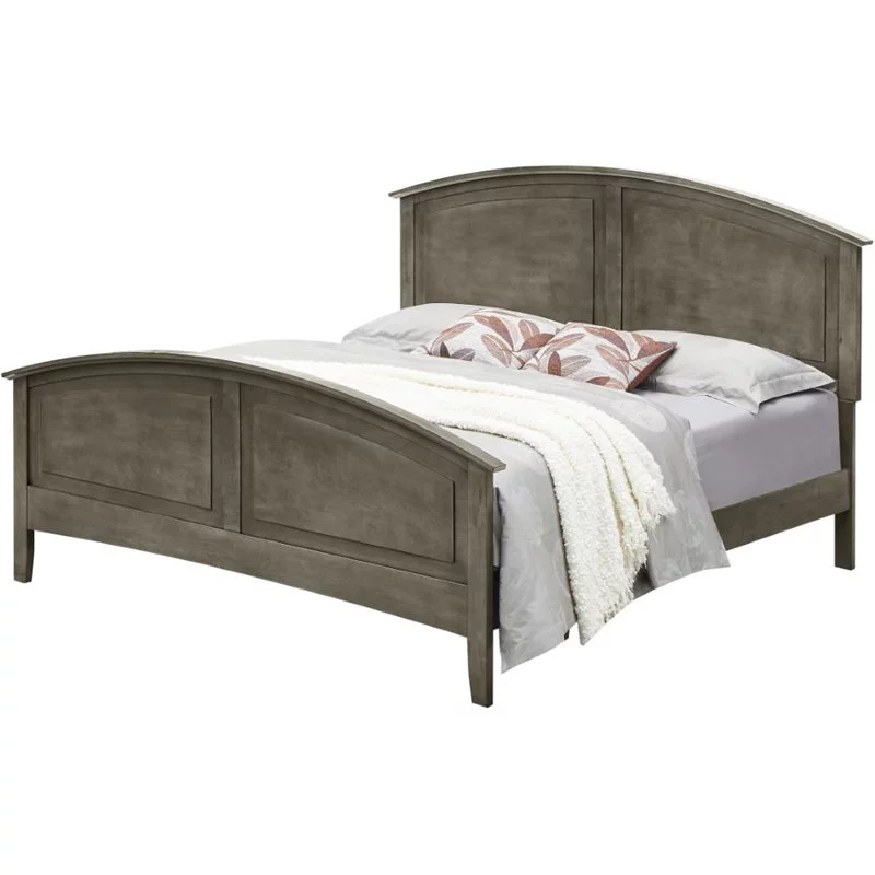 Home Square 2-Piece Set with Queen Panel Bed and 5-Drawer Chest in Gray