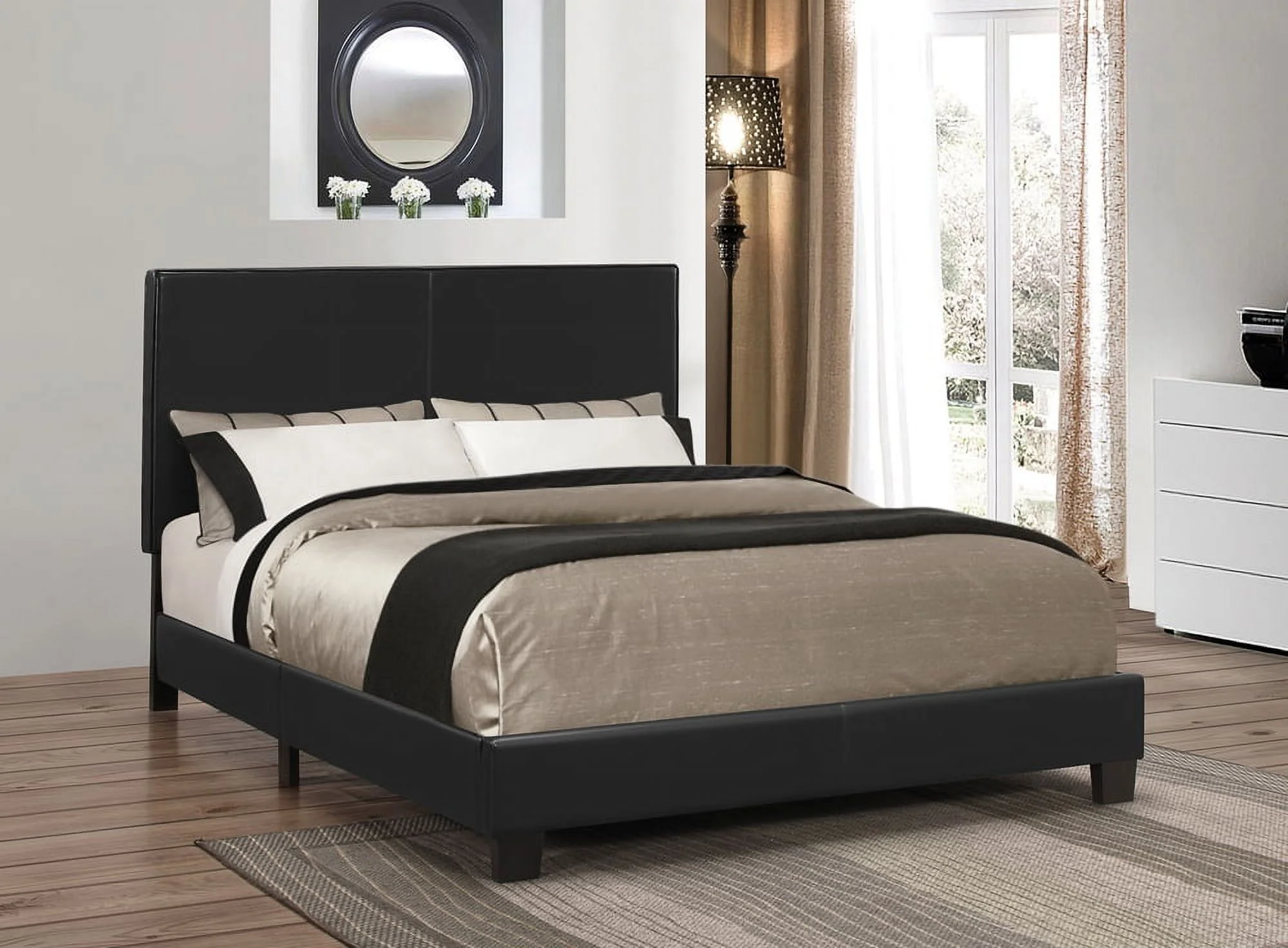 Muave Queen Upholstered Platform Bed Black