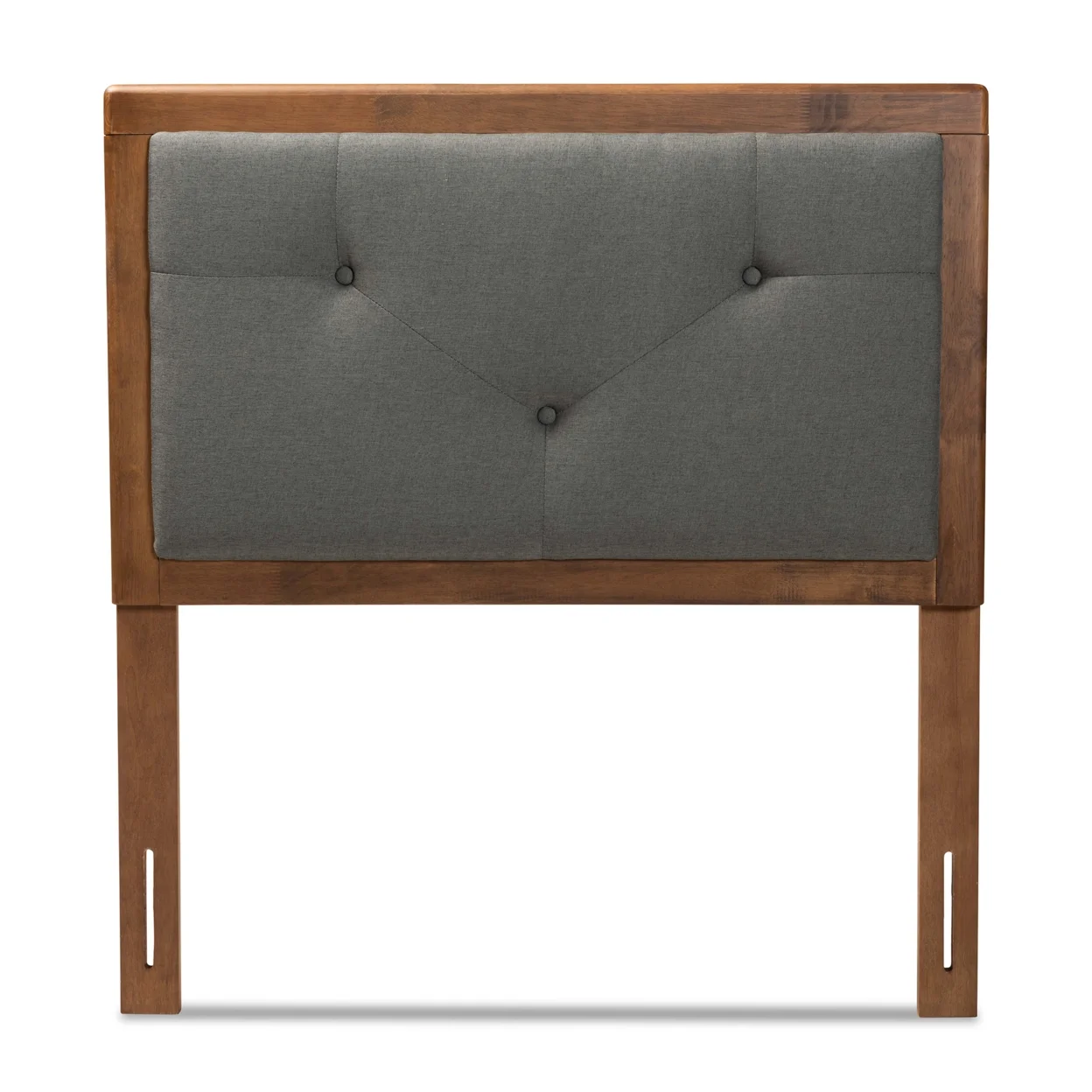 Baxton Studio Abner Modern and Contemporary Transitional Dark Grey Fabric and Walnut Brown Finished  Twin Size