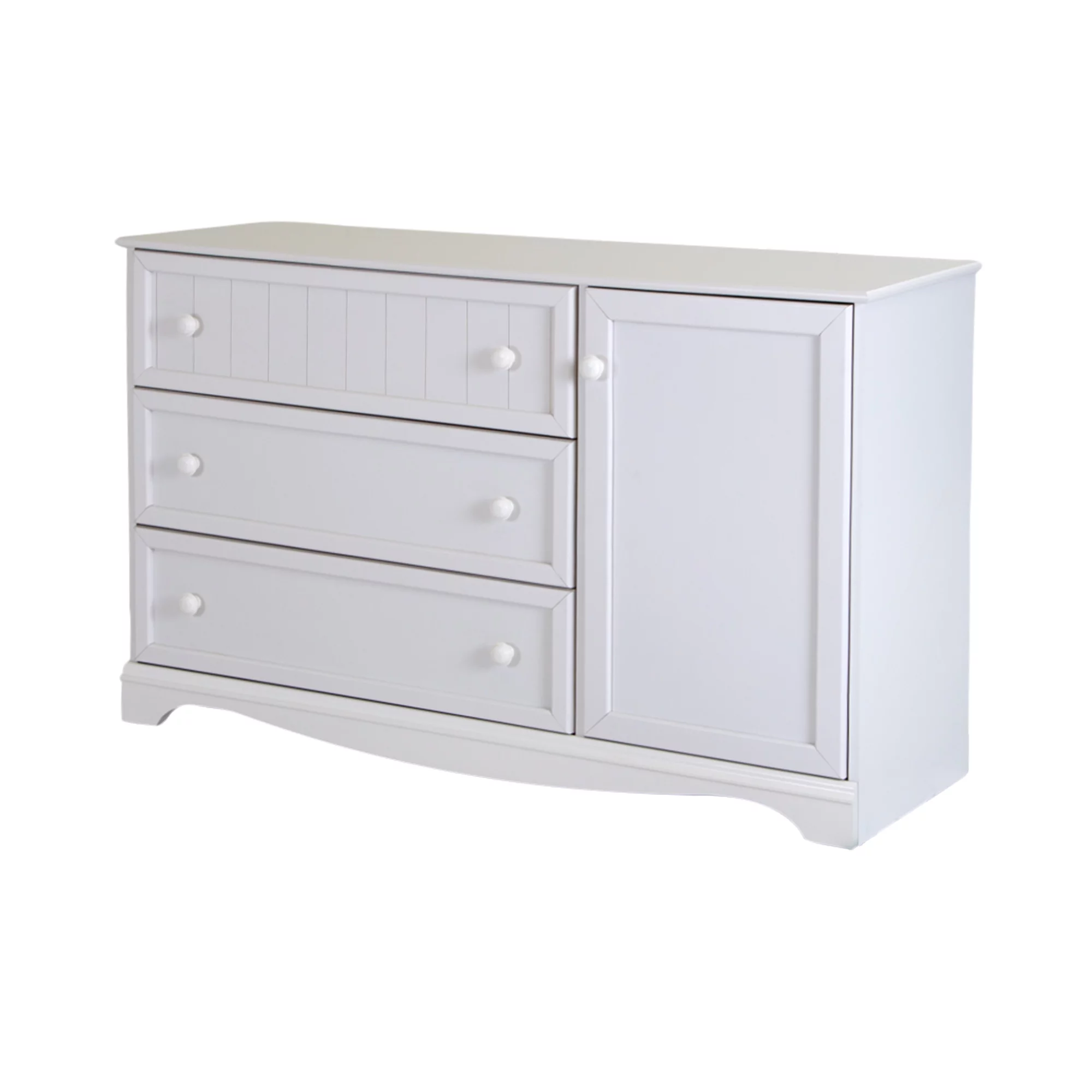 South Shore Savannah 3-Drawer Dresser with Door in Pure White