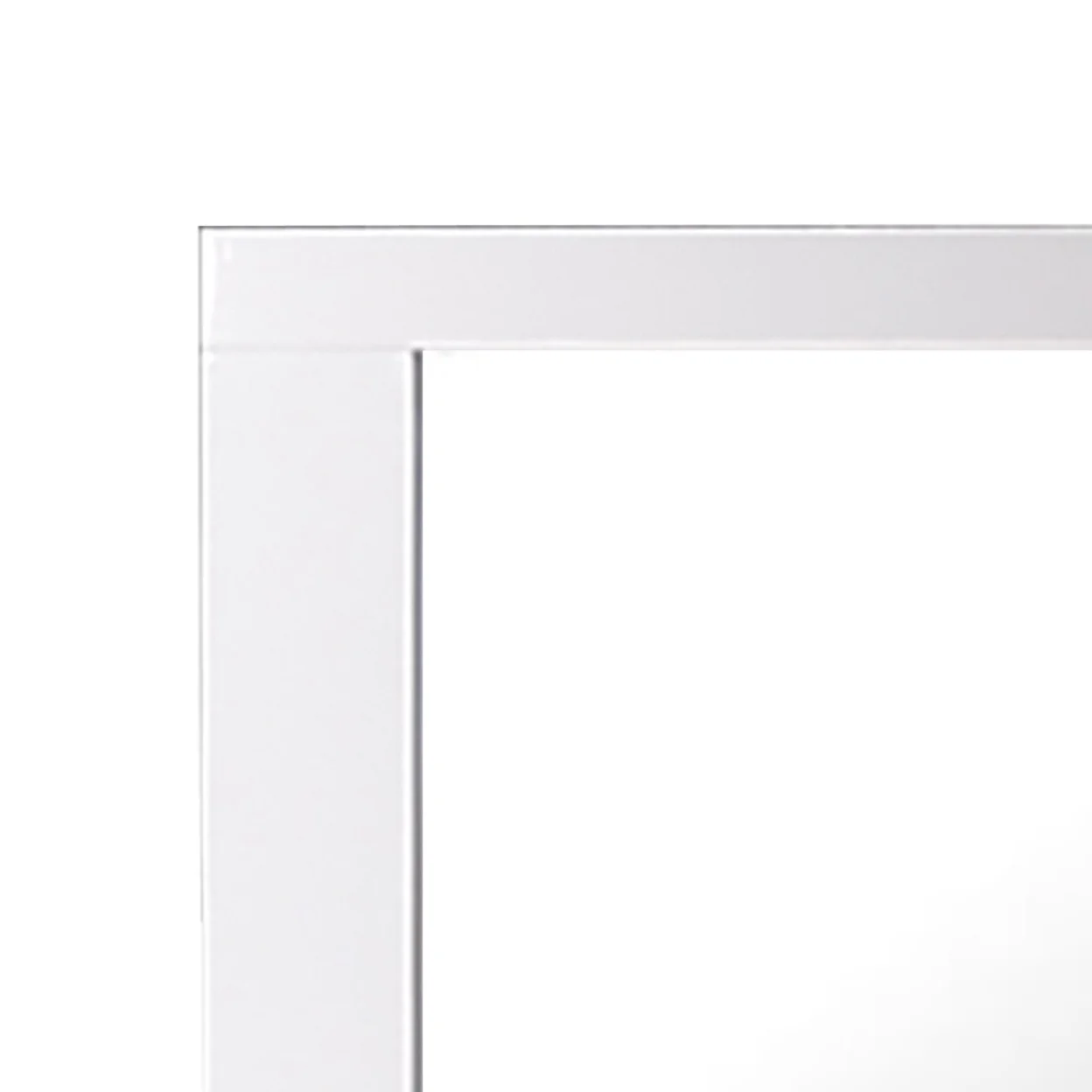 Contemporary Beveled Edge Mirror with Rectangular Wooden Frame, White- Saltoro Sherpi