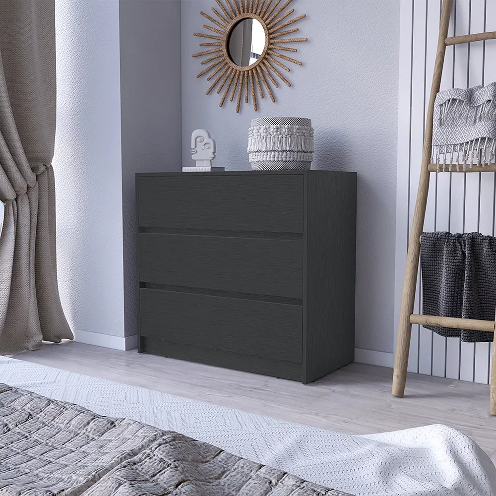 Treevol Furniture, Dresser Maldus, Three Drawers, Black Wengue Finish-Bedroom